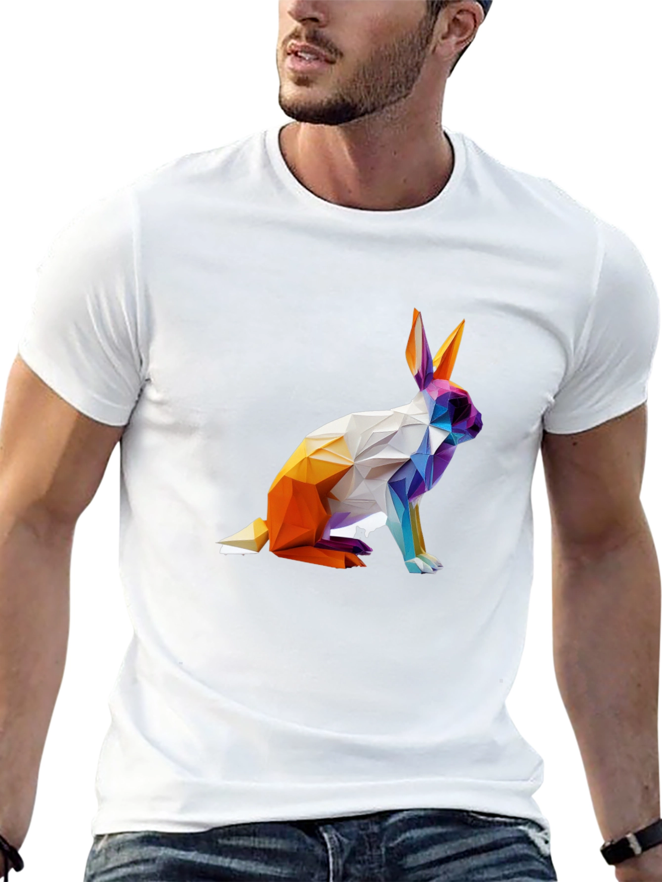 Geometric Rabbit Graphic T-Shirt