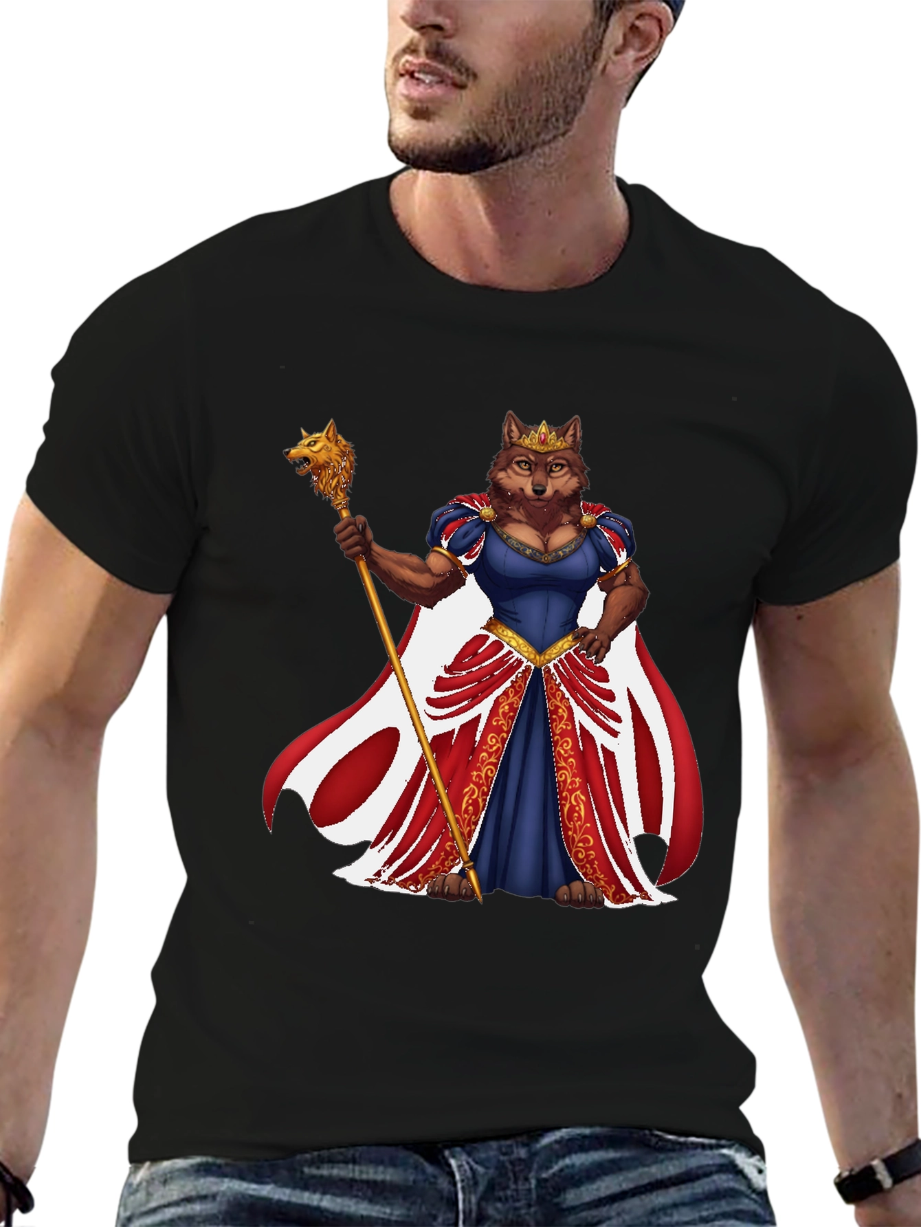 Wolf Queen Graphic Tee - Black Cotton Blend