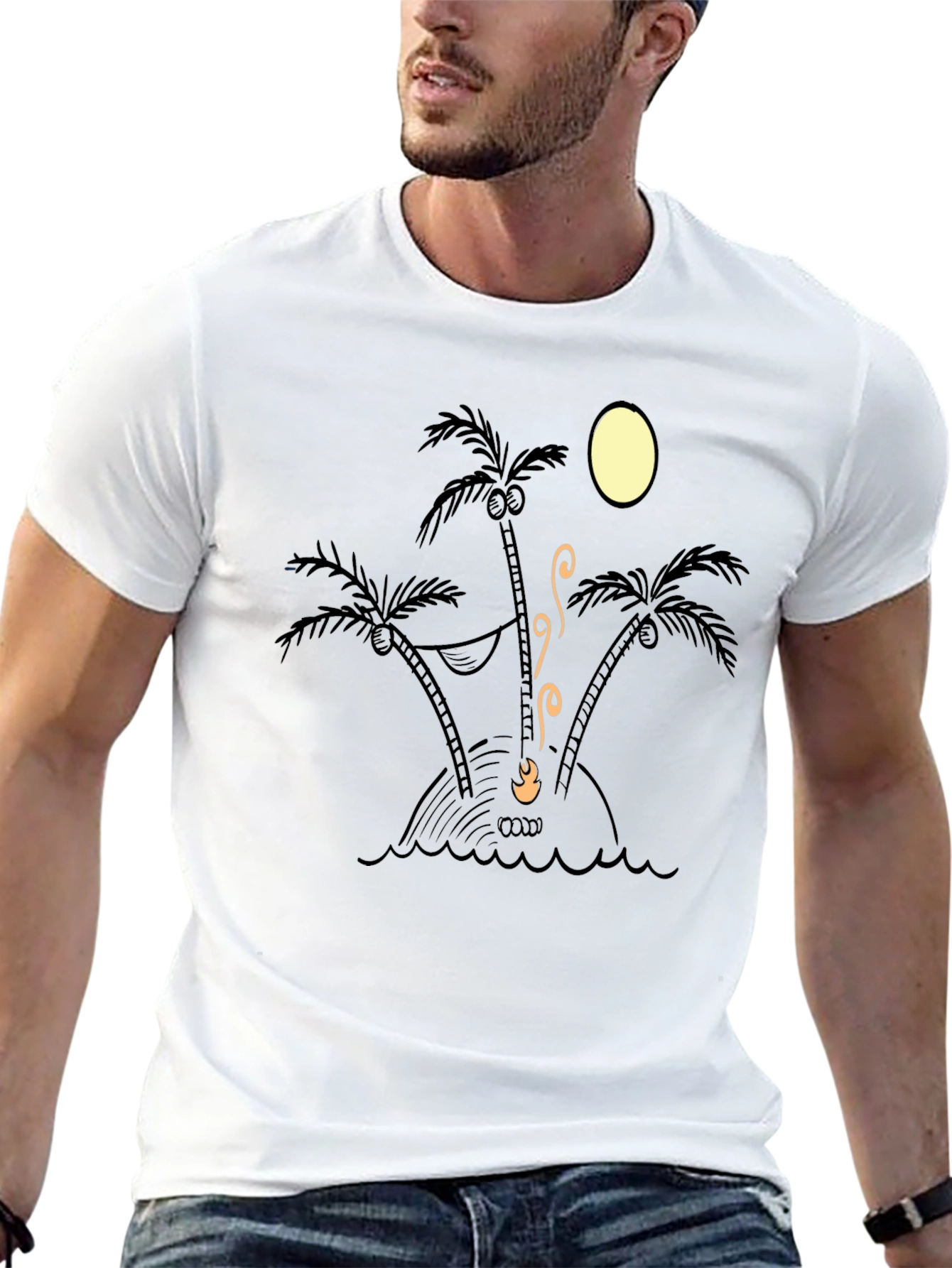 Island Time Tee - Relaxed Fit Palm Tree Design