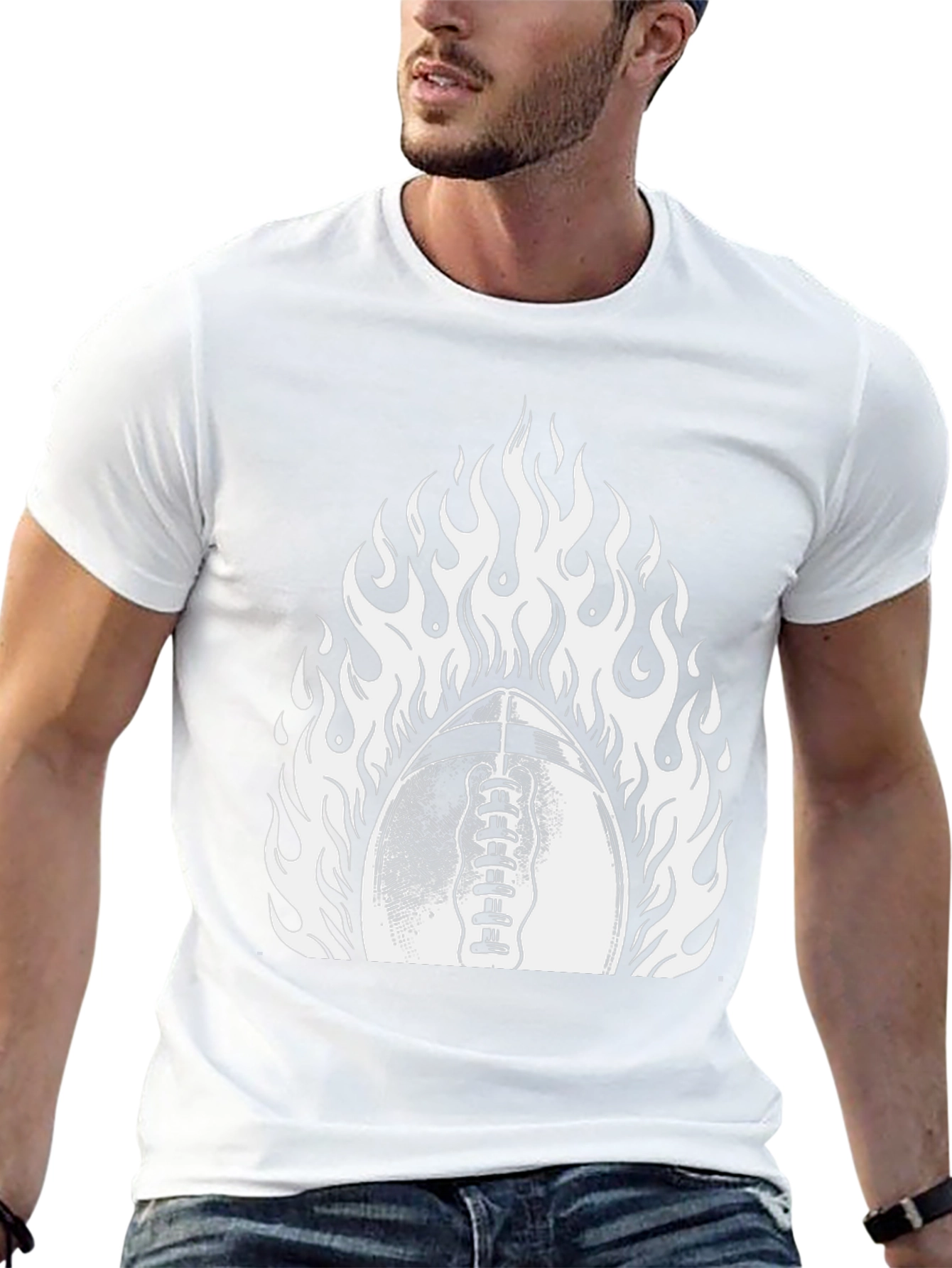 Fiery Football Graphic Tee - Black
