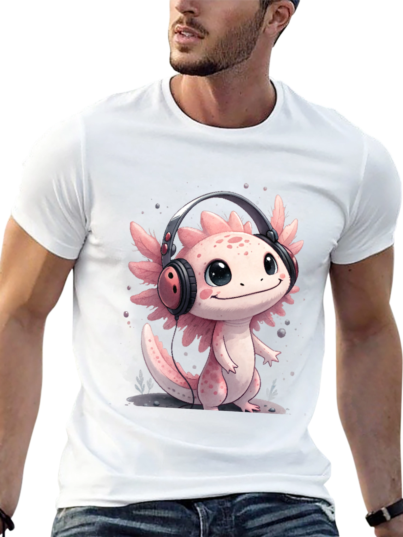 Axolotl Headphones T-Shirt - Cute Gamer Tee