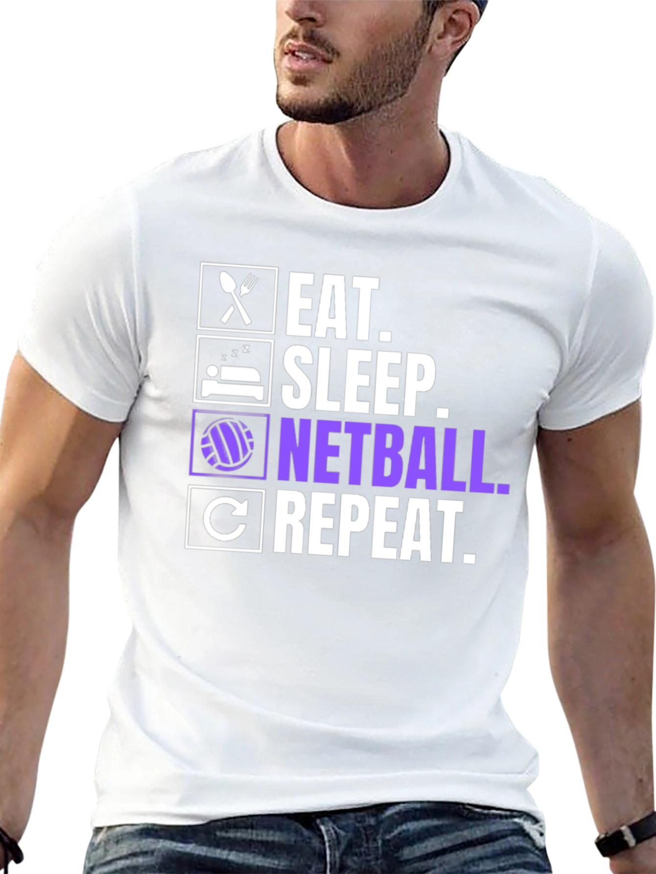 Eat Sleep Netball Repeat Graphic T-Shirt