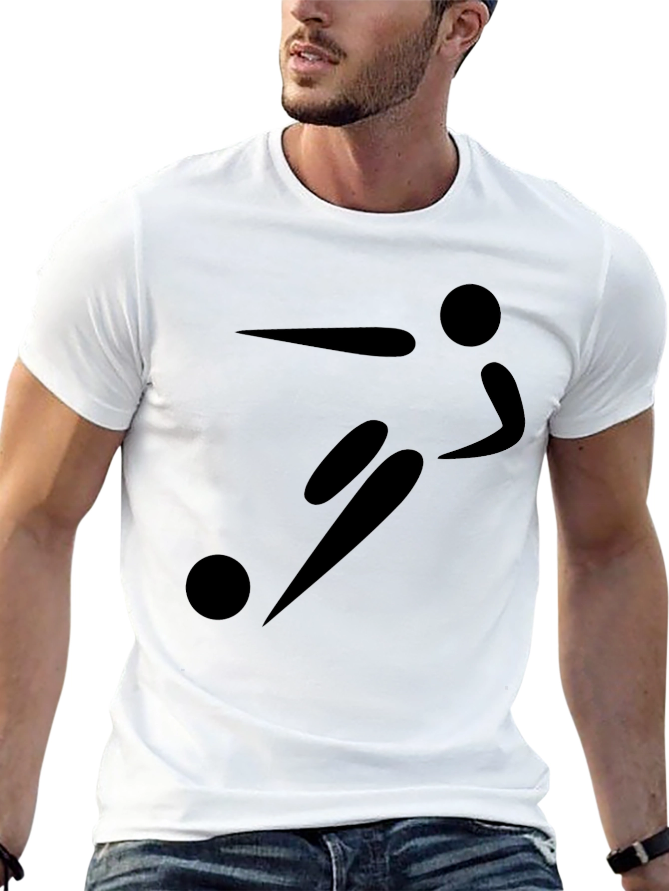 Mens Black Soccer Player Graphic T-Shirt
