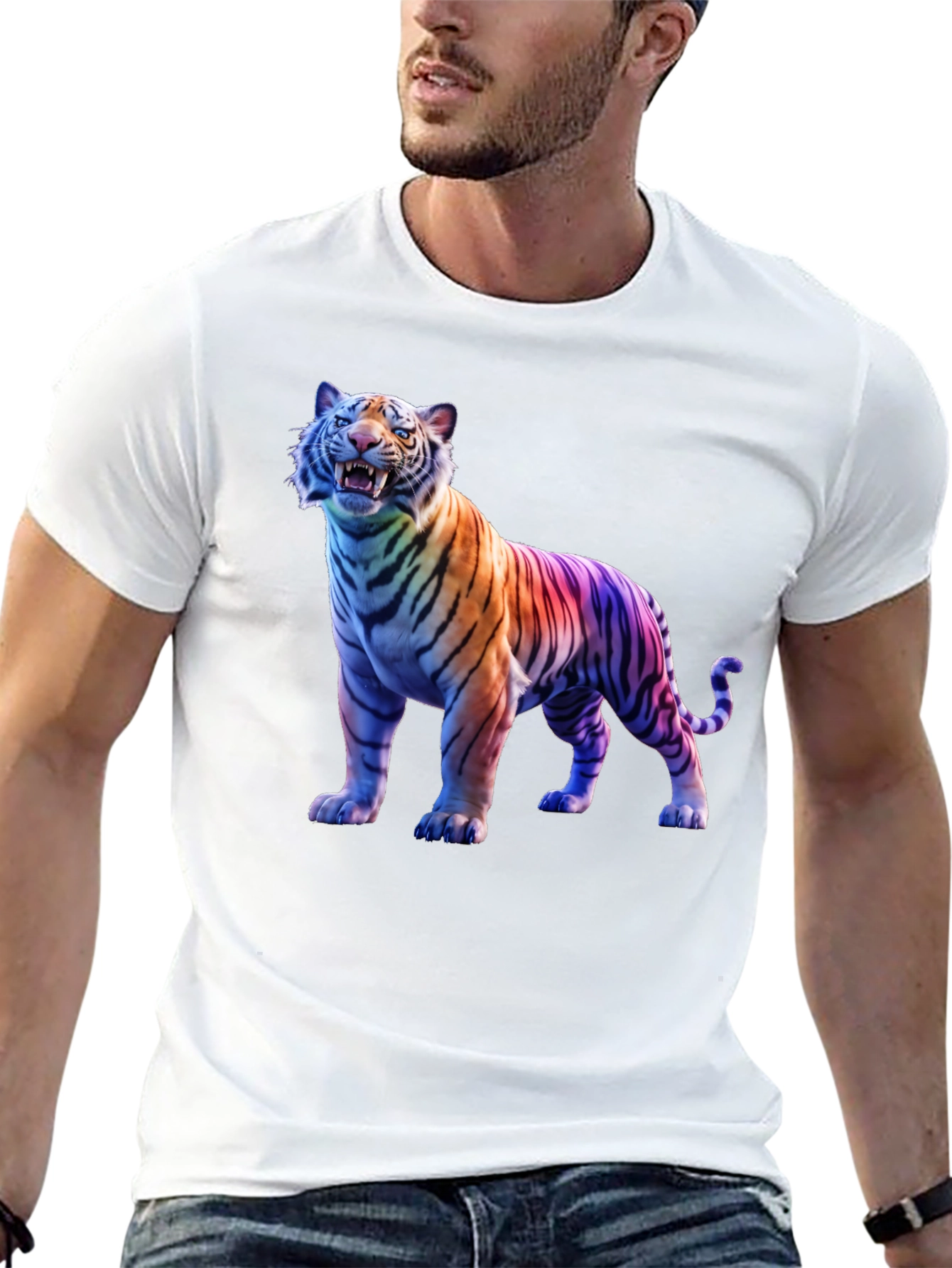 Rainbow Tiger Graphic Tee - Black