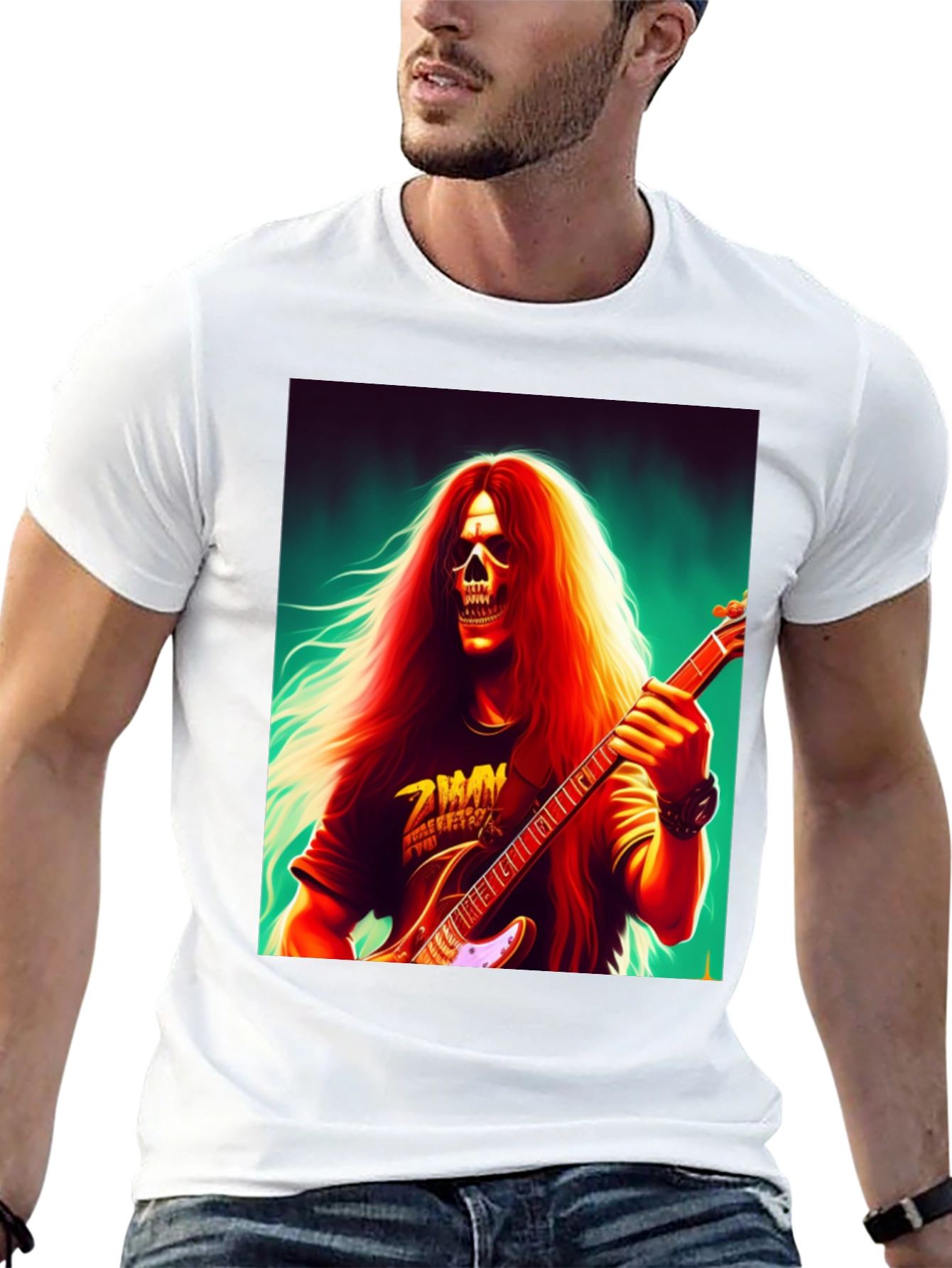 Skull Guitarist Graphic Tee