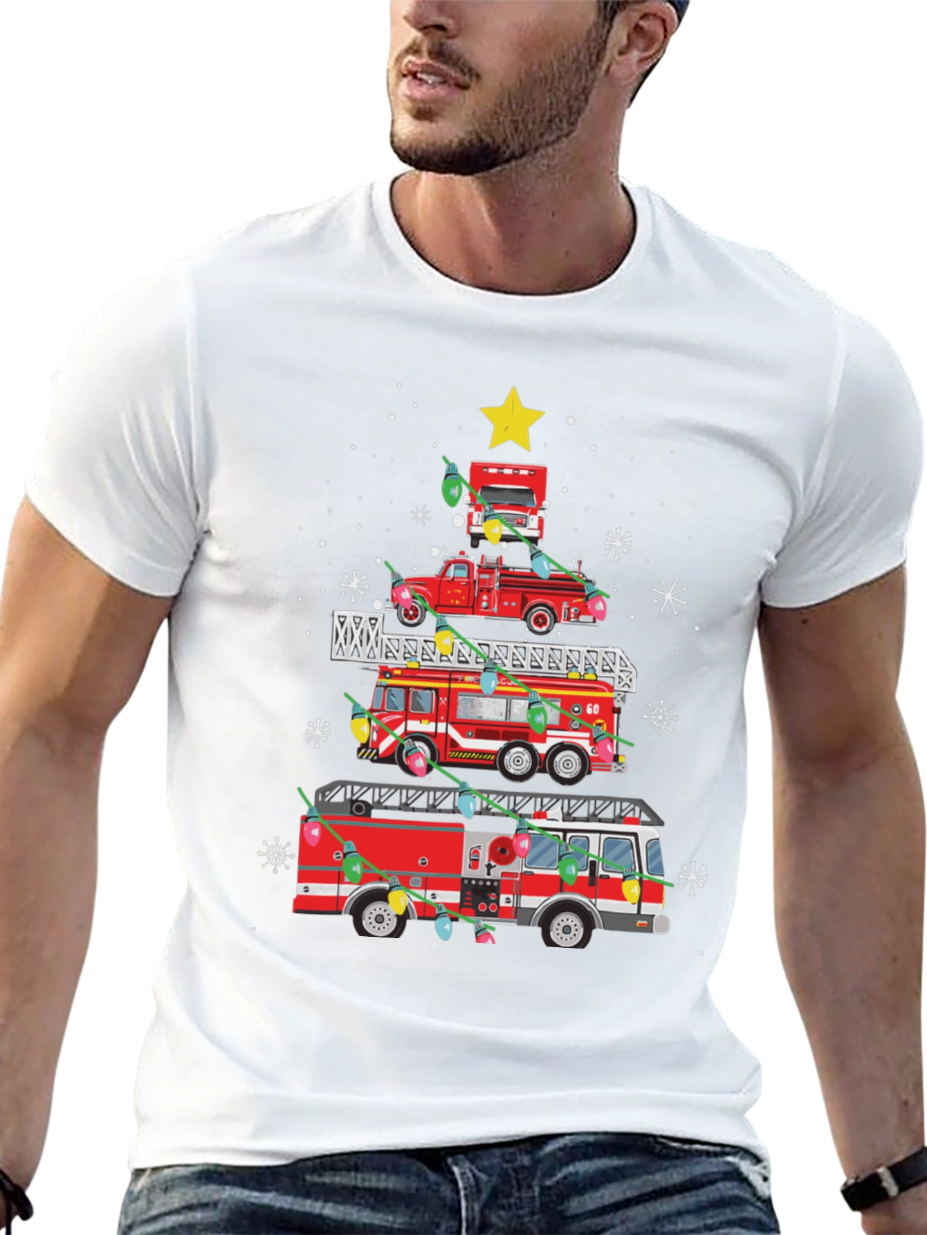 Fire Truck Christmas Tree T-Shirt