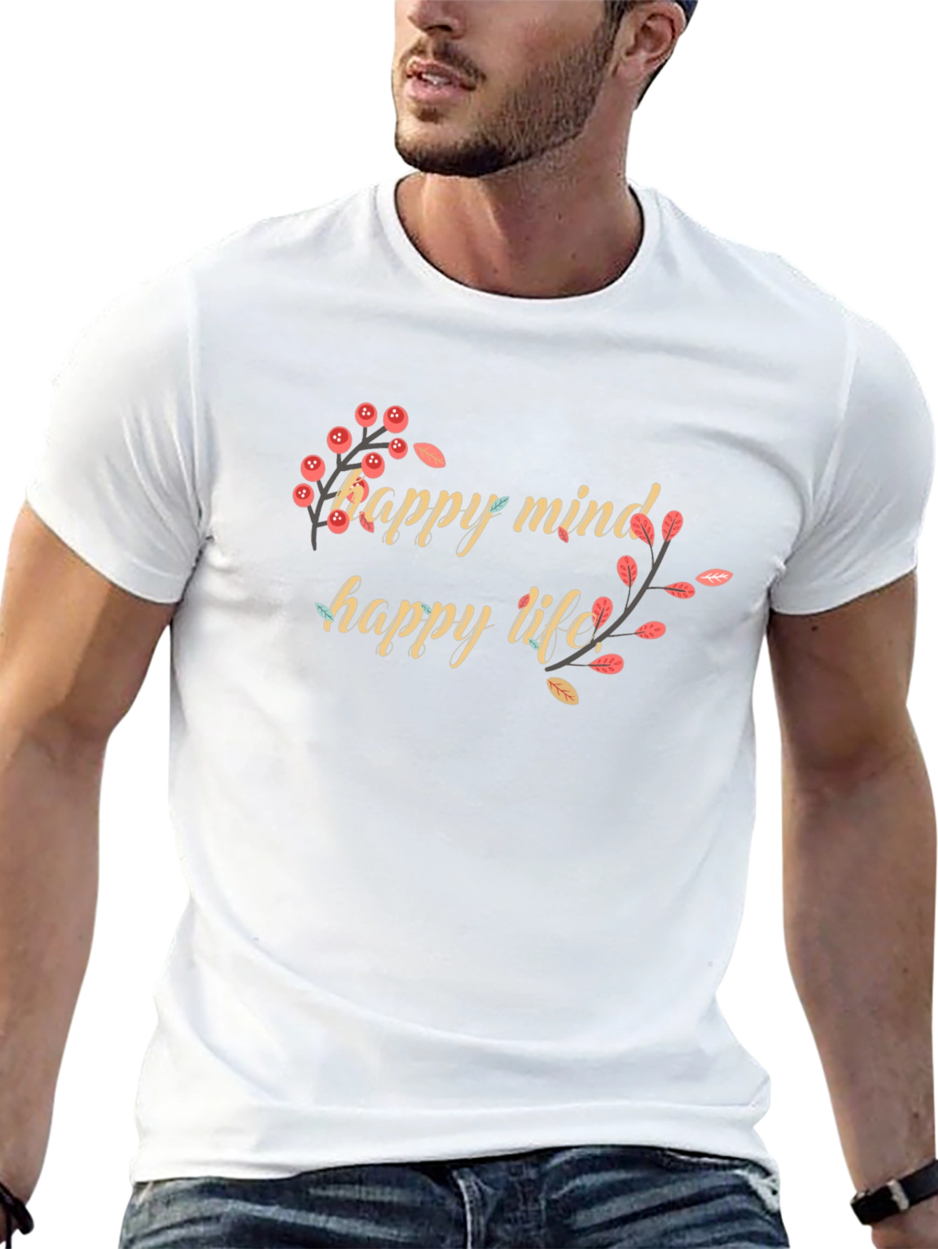Happy Mind Happy Life Black Graphic Tee