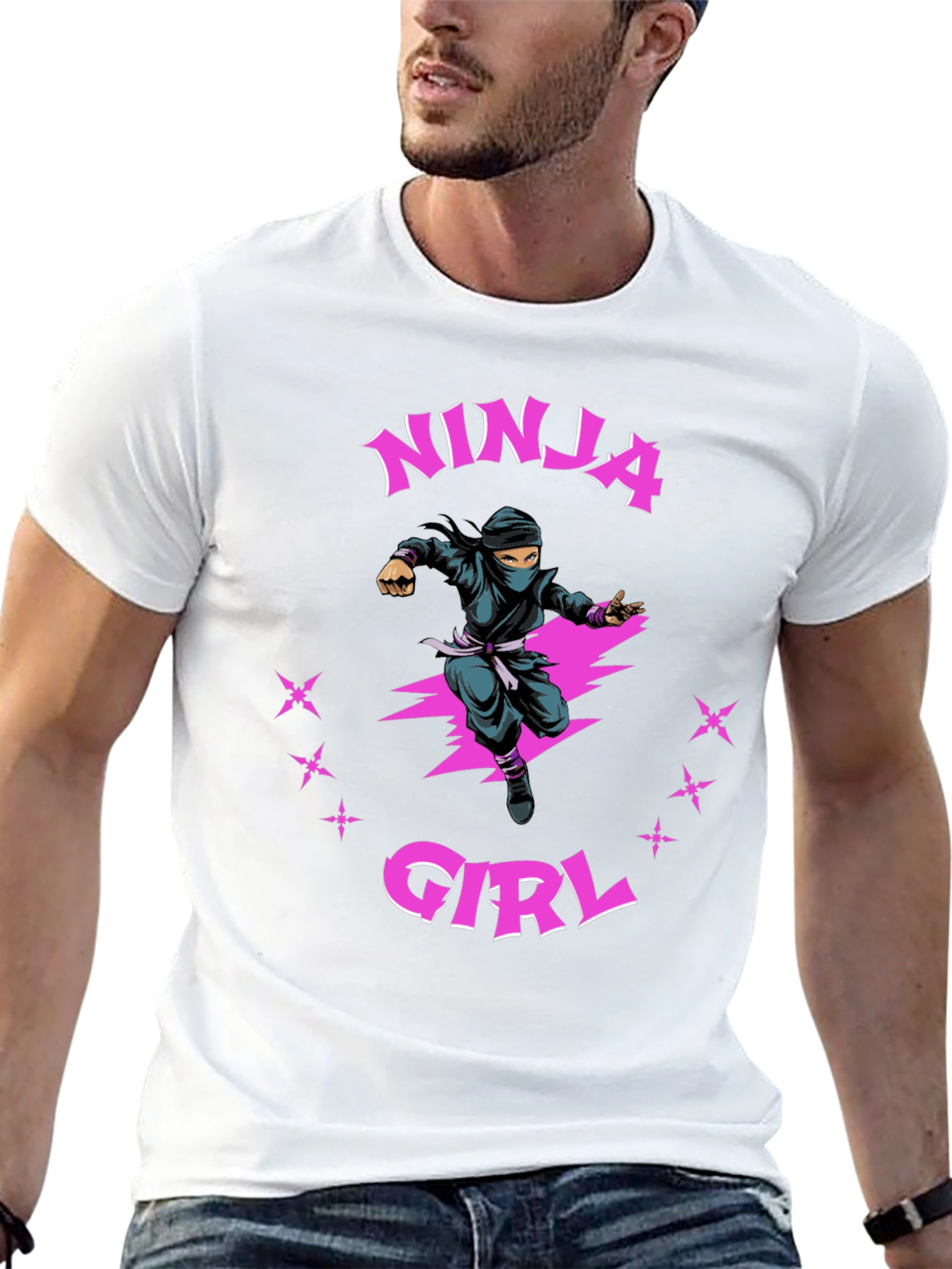 Ninja Girl Graphic T-Shirt - Black Cotton Tee