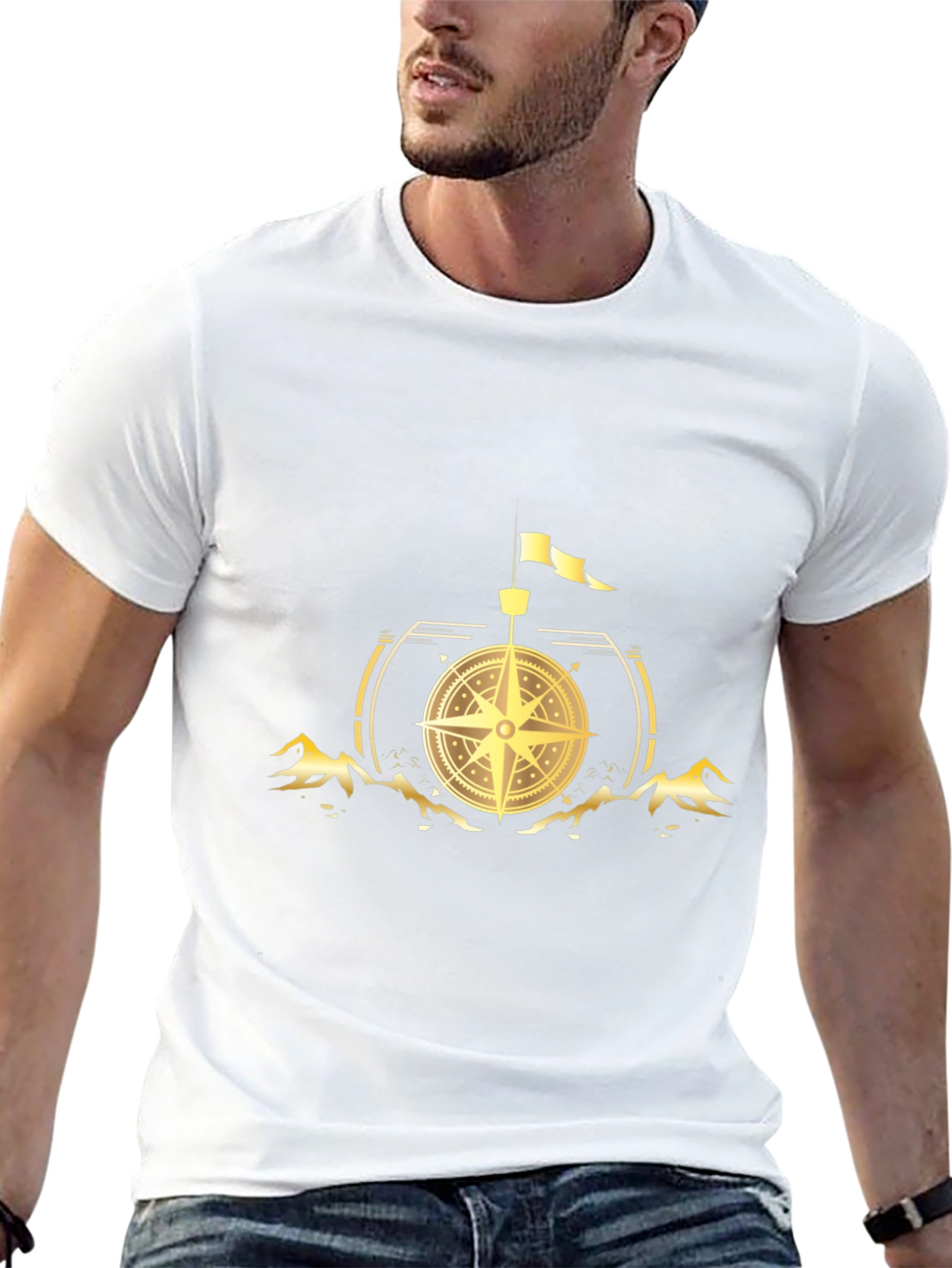 Compass Graphic Print Black T-Shirt