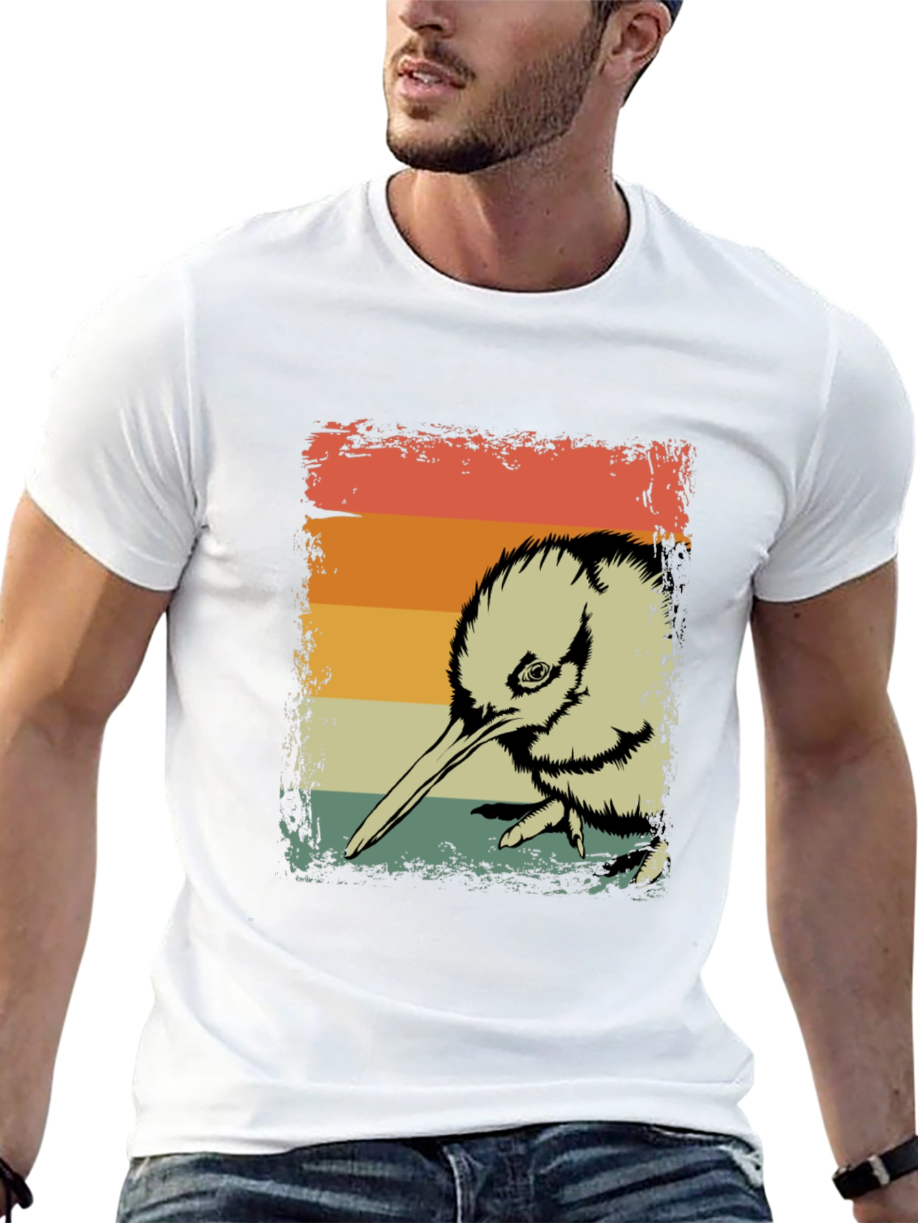 Retro Kiwi Bird Graphic T-Shirt