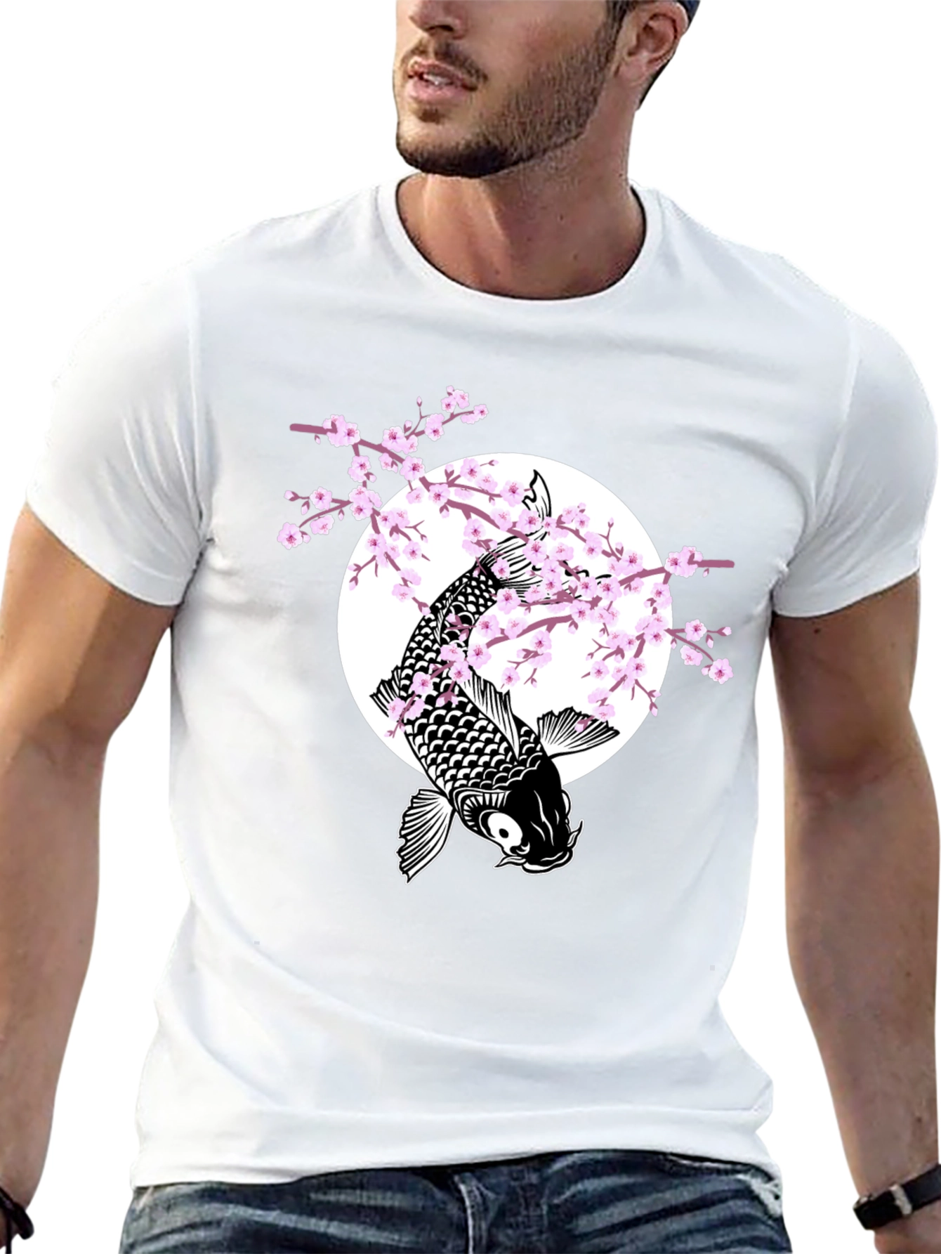 Koi Fish & Cherry Blossom Graphic Tee