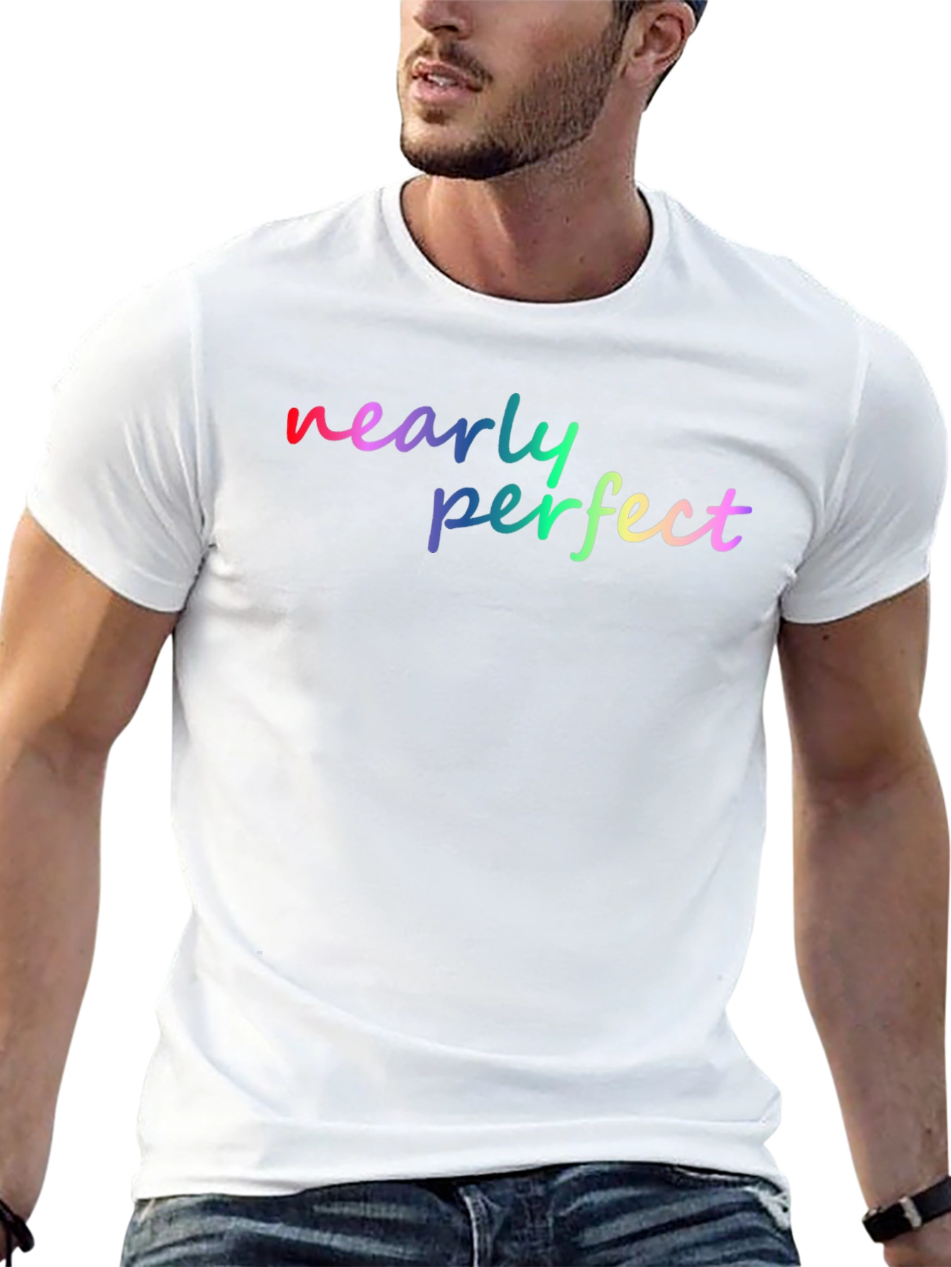 Nearly Perfect Rainbow Graphic Tee - Soft Black Shirt