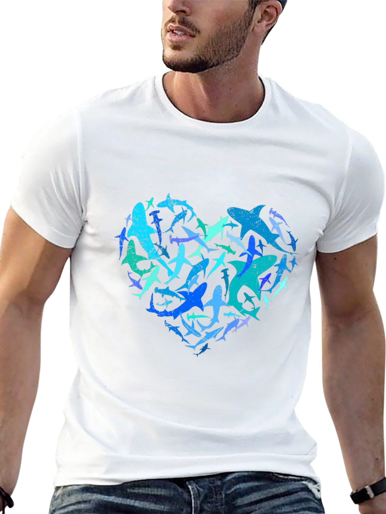 Shark Heart Graphic Tee - Ocean Lovers Black T-Shirt
