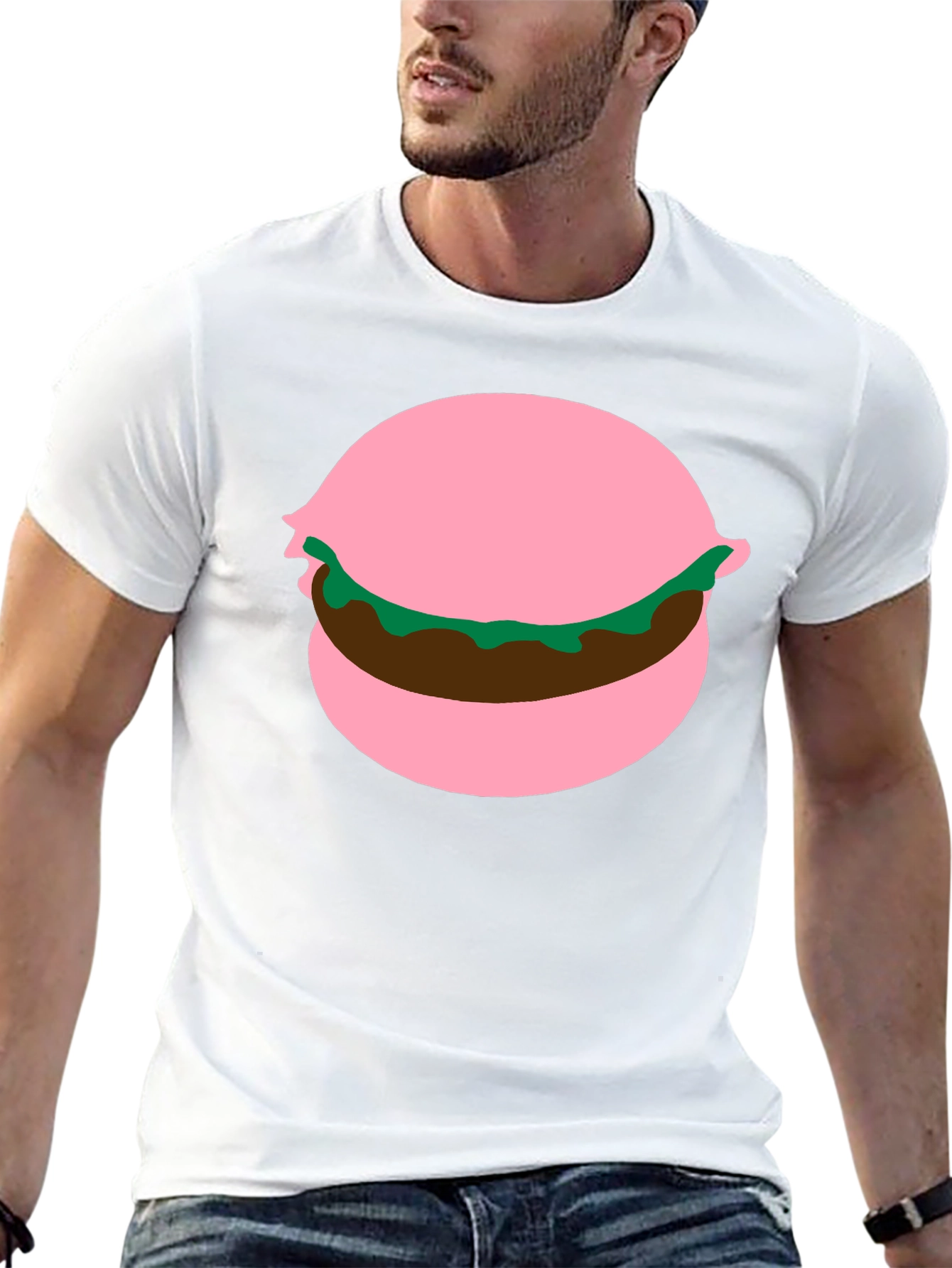 Burger Graphic Tee - Pink Bun Funny Food Shirt