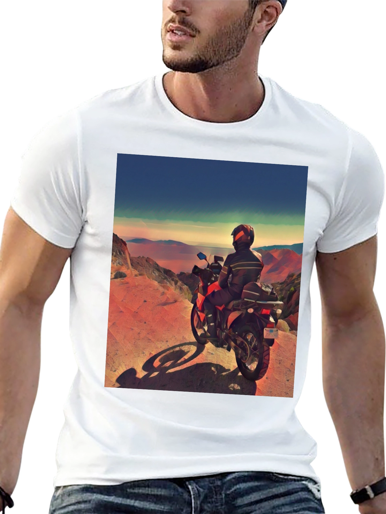 Motorcycle Adventure Tee - Scenic View Graphic T-Shirt