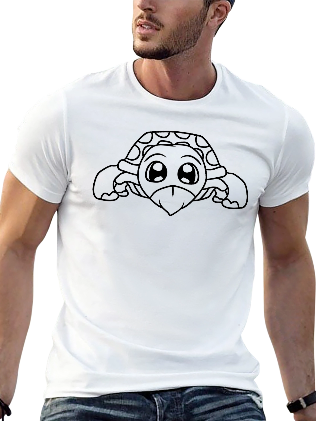 Cute Turtle Graphic Print Black T-Shirt