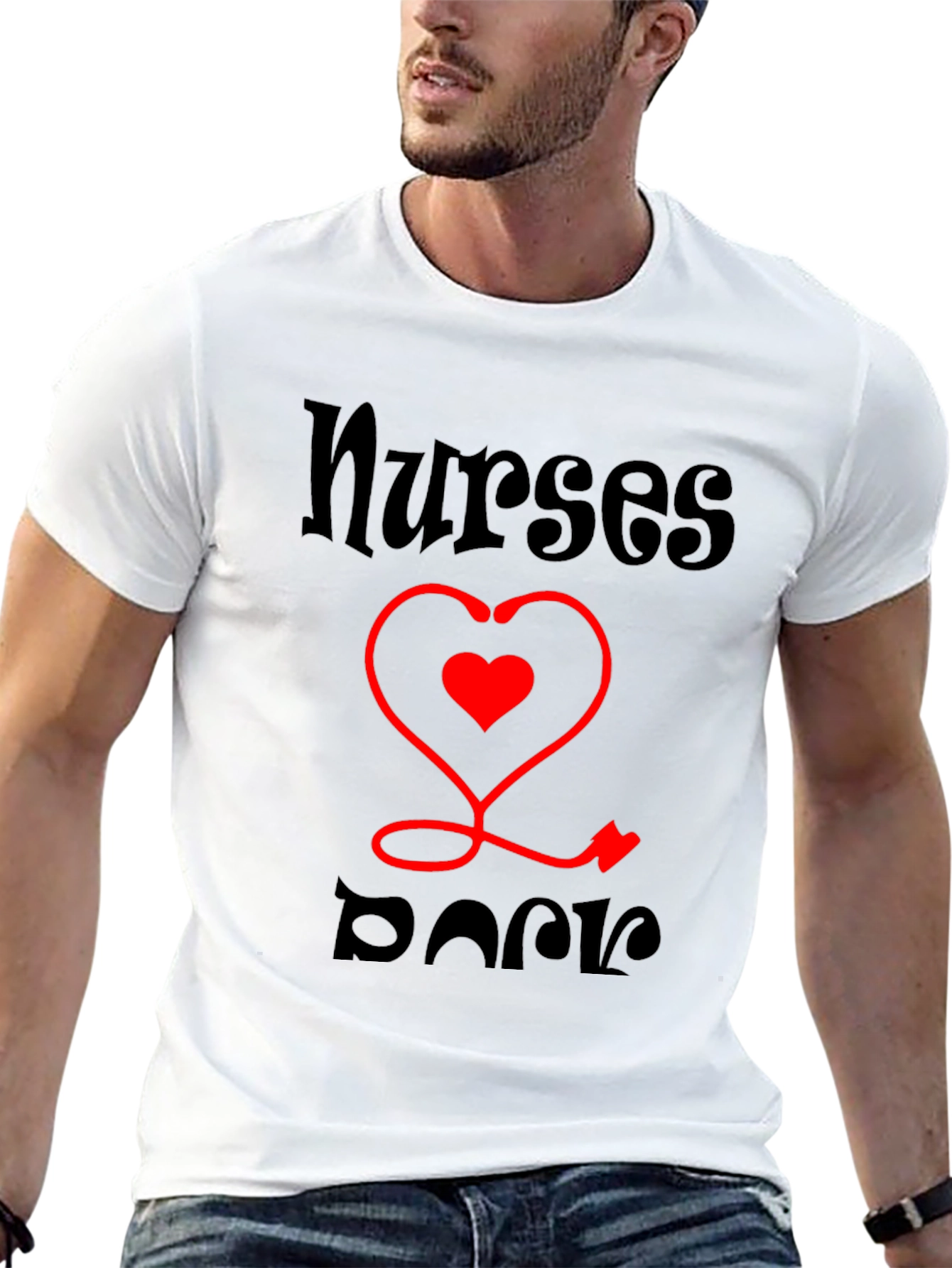 Nurses Rock T-Shirt - Stethoscope Heart Tee