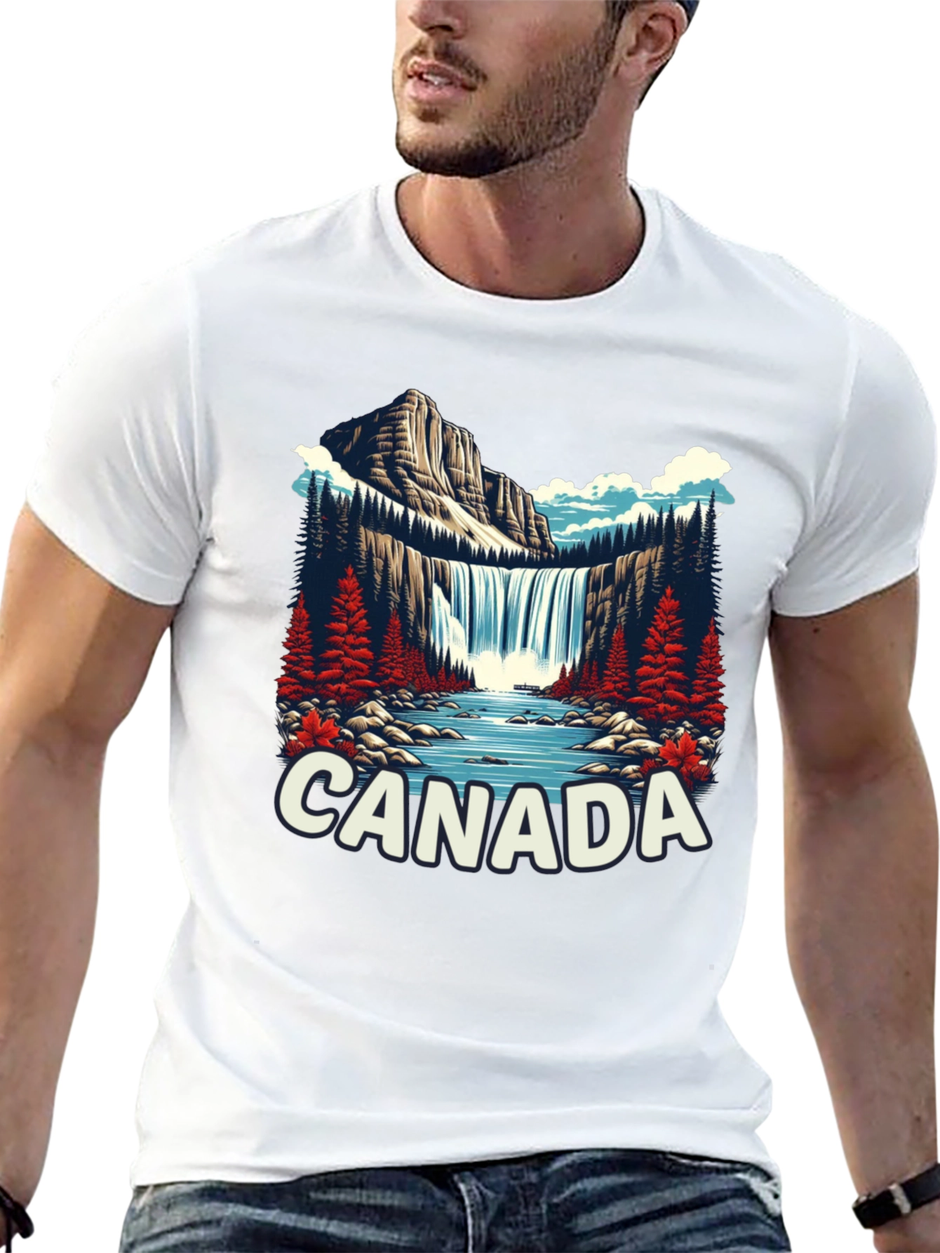Canada Waterfall Graphic Tee - Nature Inspired T-Shirt