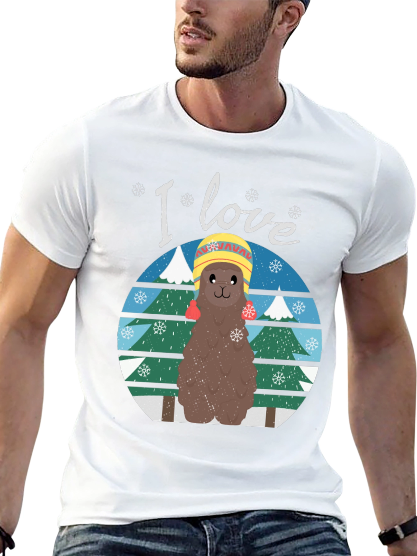 I Love Llamas Winter T-Shirt