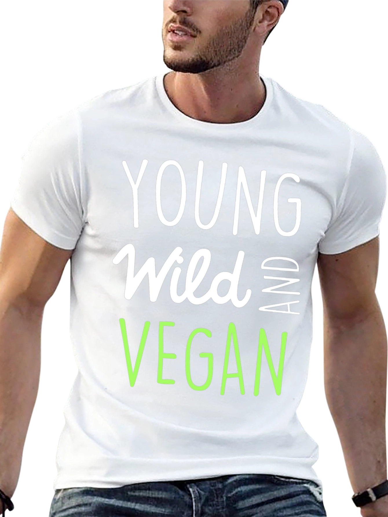 Young Wild and Vegan Black Graphic T-Shirt