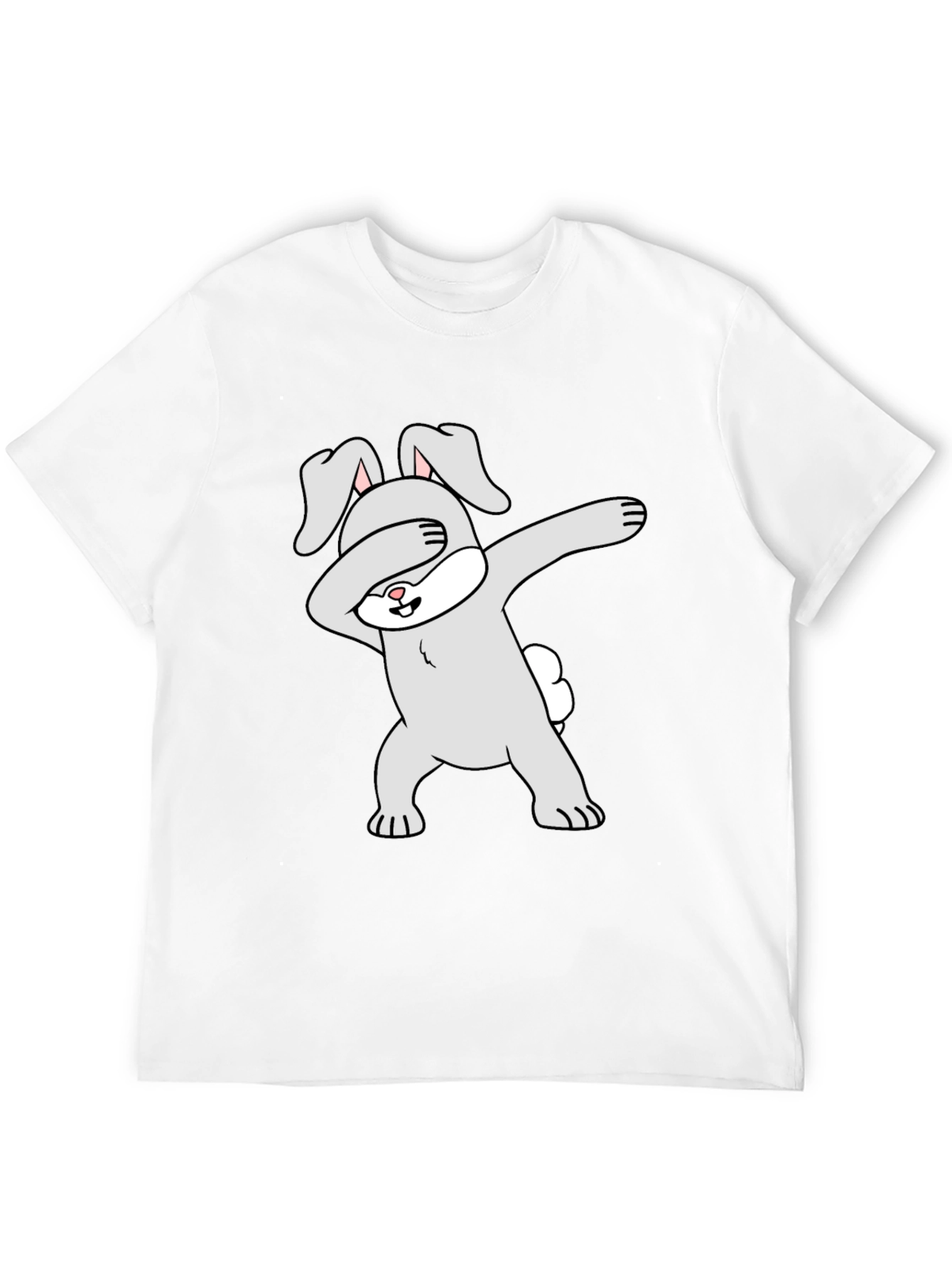 Dabbing Bunny Graphic Tee - Black Cotton Casual Shirt