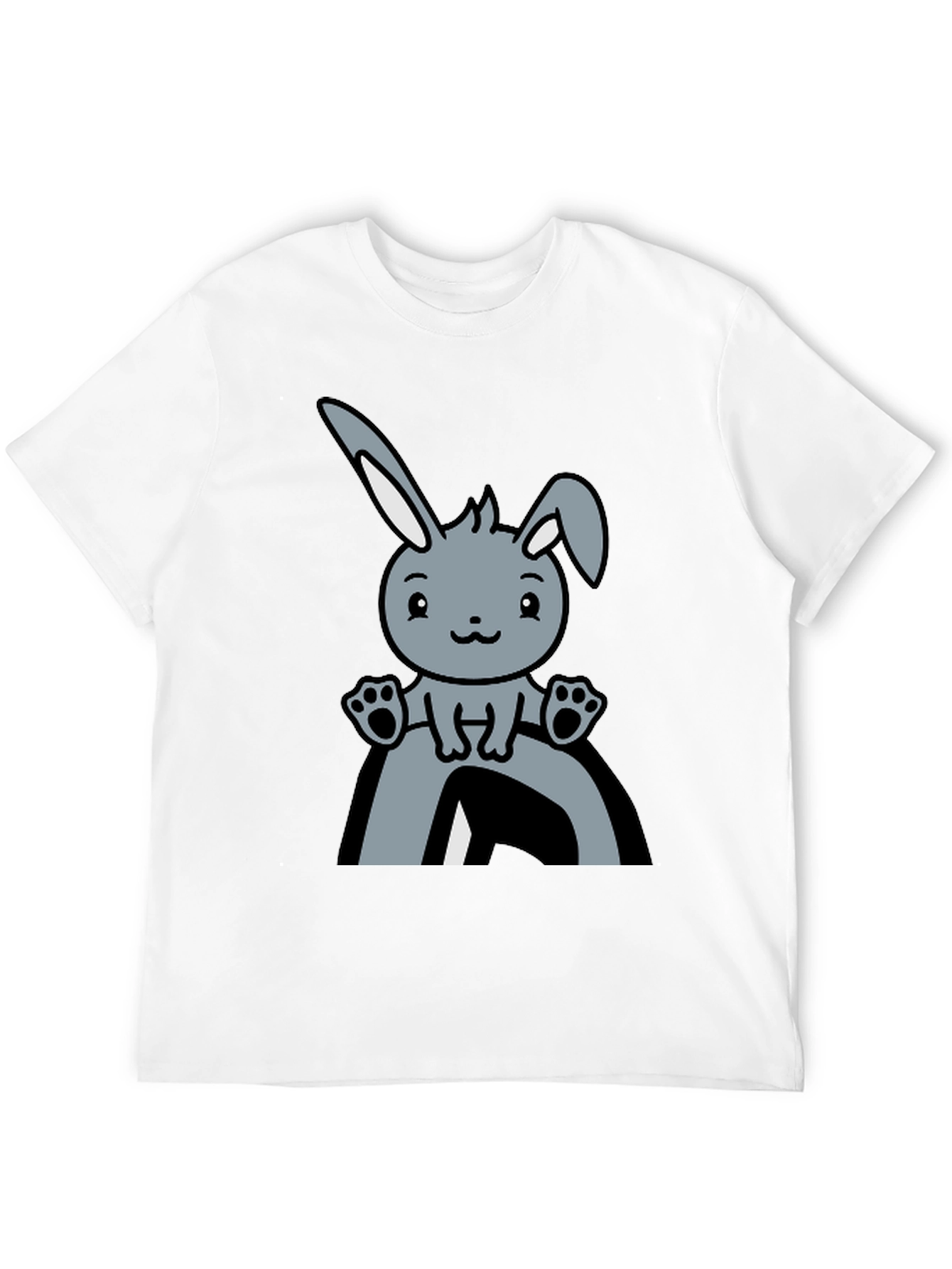 Cute Bunny Graphic Tee - Black Cotton Comfort