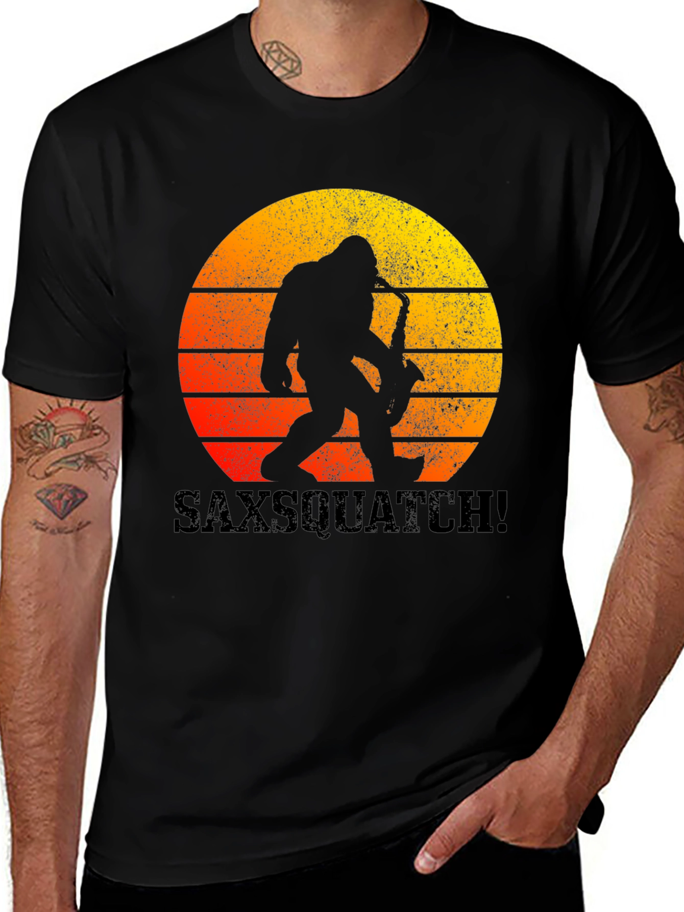 Saxsquatch T-Shirt - Bigfoot Saxophone Player Graphic Tee