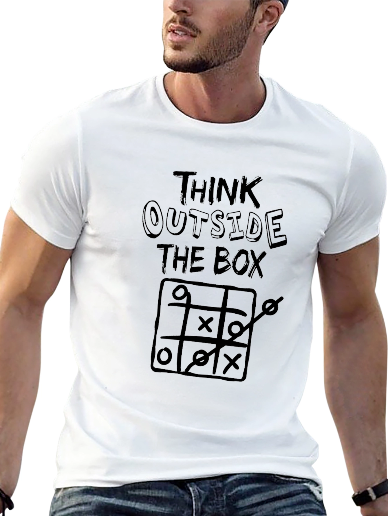 Think Outside the Box Tic-Tac-Toe Graphic T-Shirt