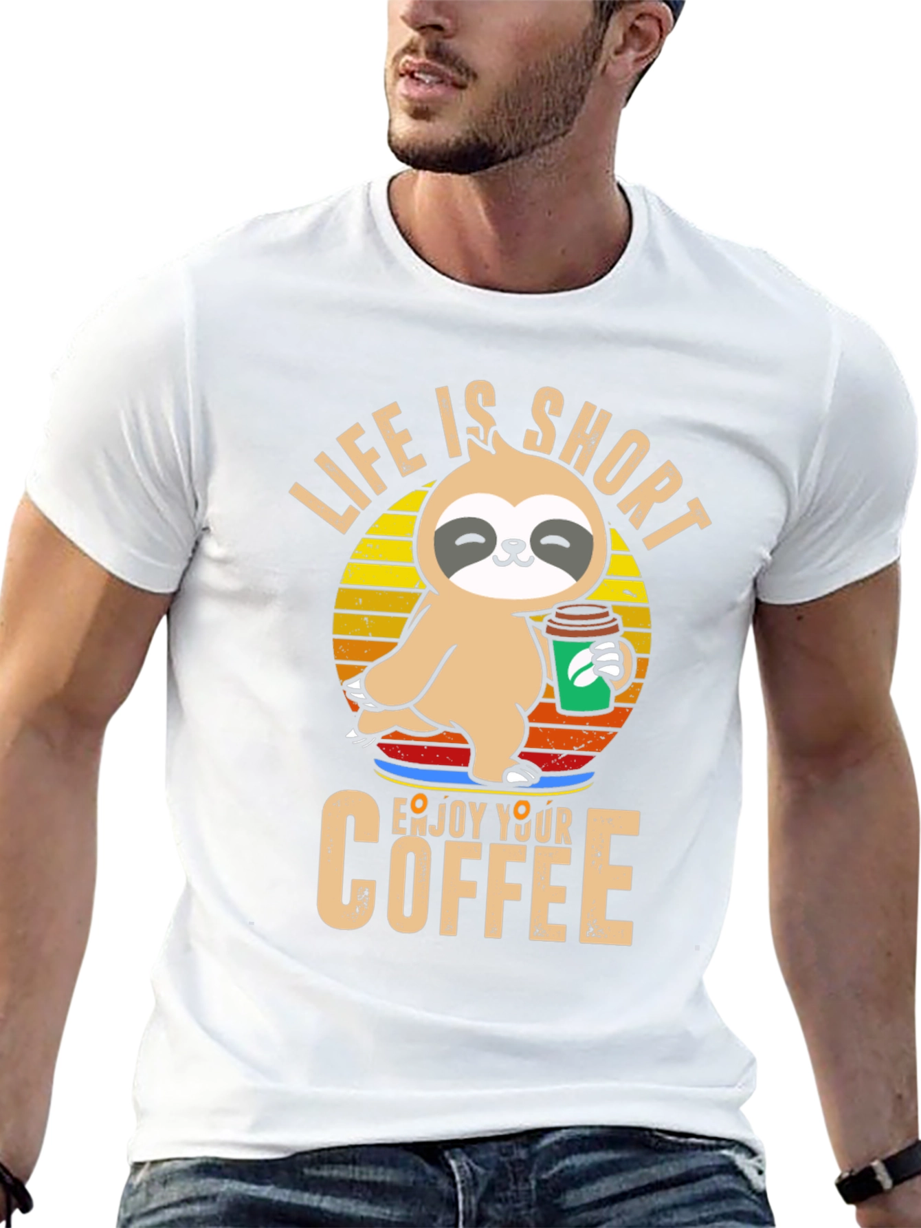 Life is Short Sloth Coffee T-Shirt
