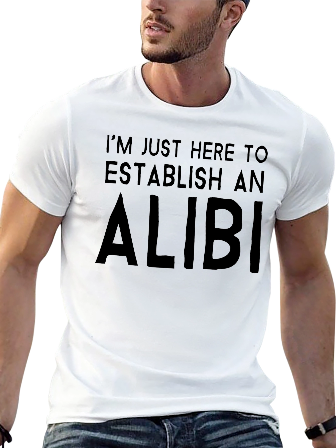 Alibi T-Shirt: Black Cotton Blend Casual Tee