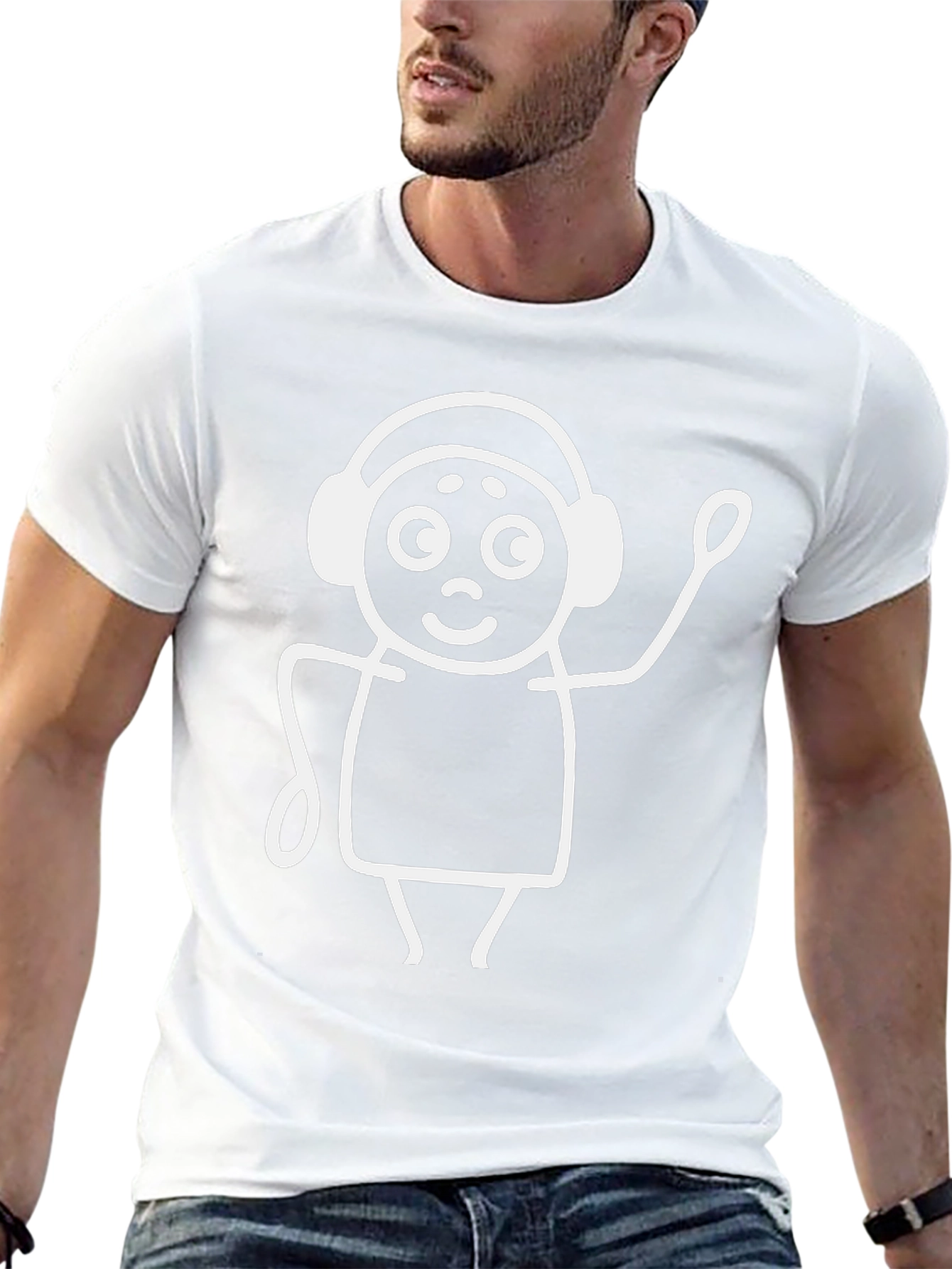 Funny Stick Figure DJ Black T-Shirt