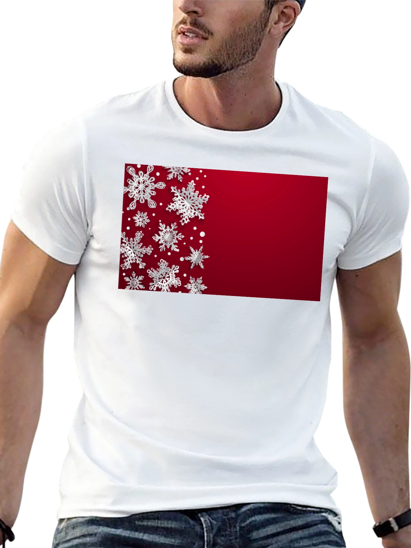 Snowflake Pattern Holiday T-Shirt