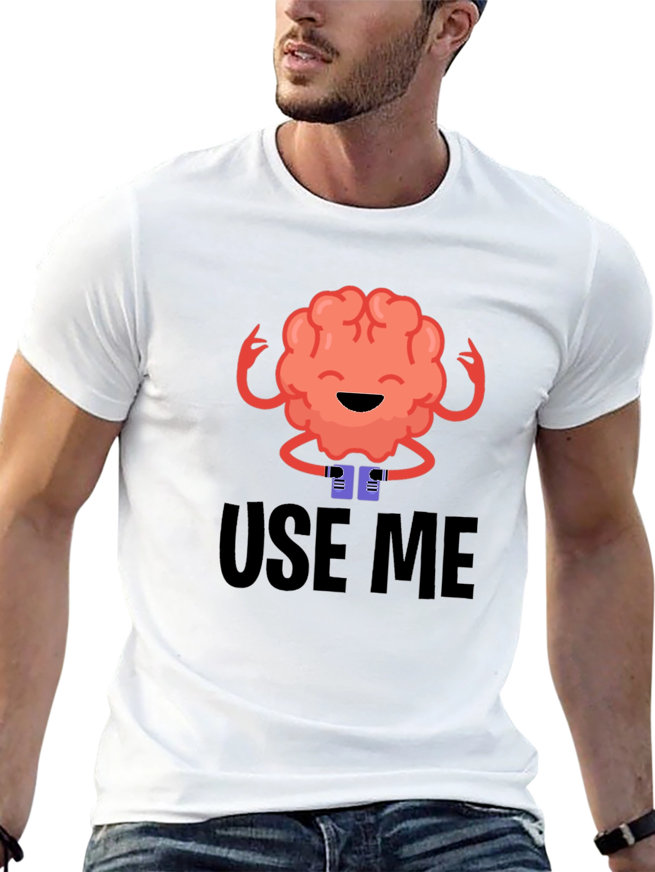 Use Me Brain Graphic Tee - Black Cotton T-Shirt