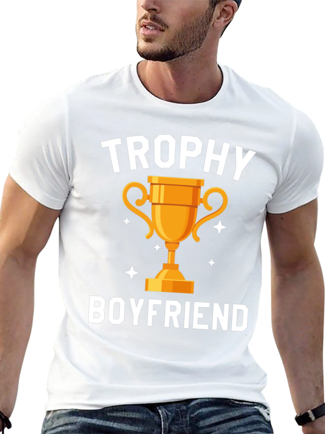 Trophy Boyfriend Graphic Tee - Black Cotton Blend