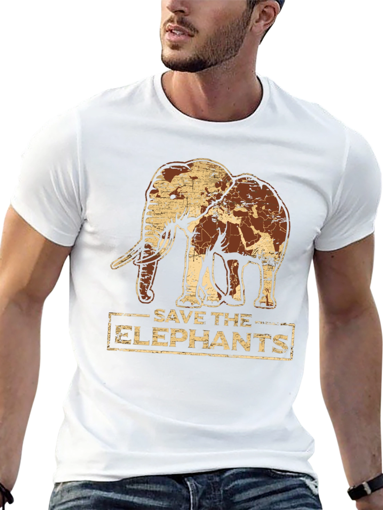 Save the Elephants Graphic Tee - Black Cotton T-Shirt