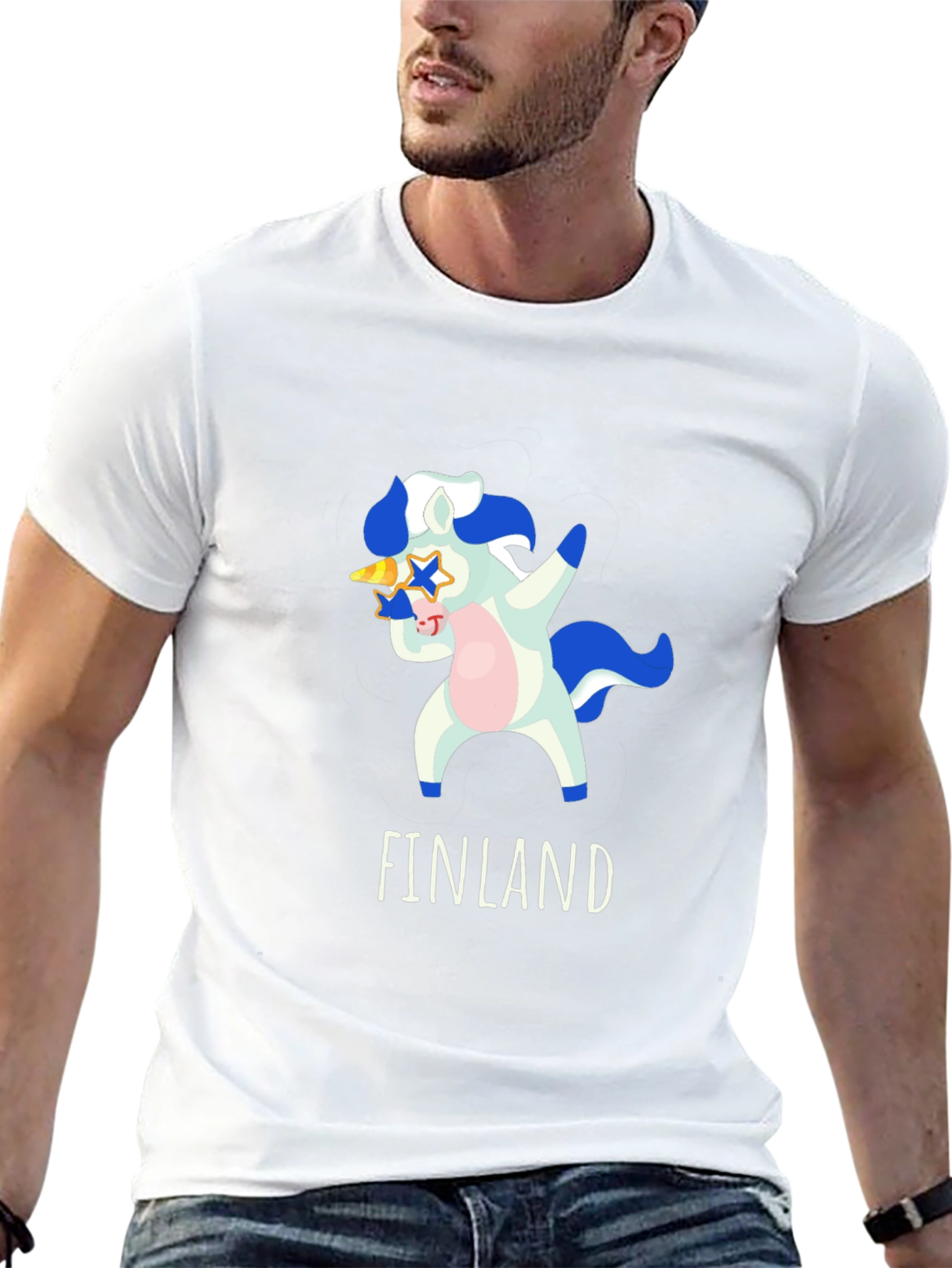 Finland Unicorn Dab Black T-Shirt