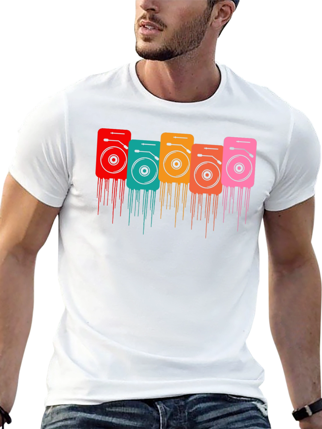 Retro Turntable Graphic Black T-Shirt