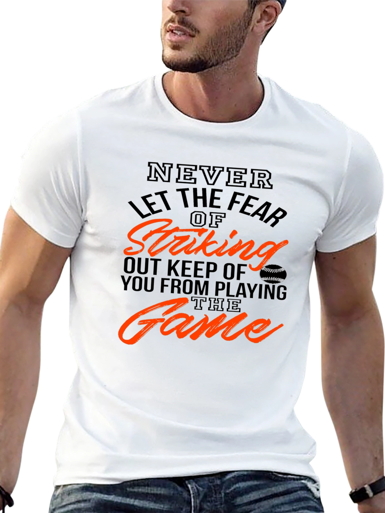 Never Fear Striking Out Baseball Graphic T-Shirt