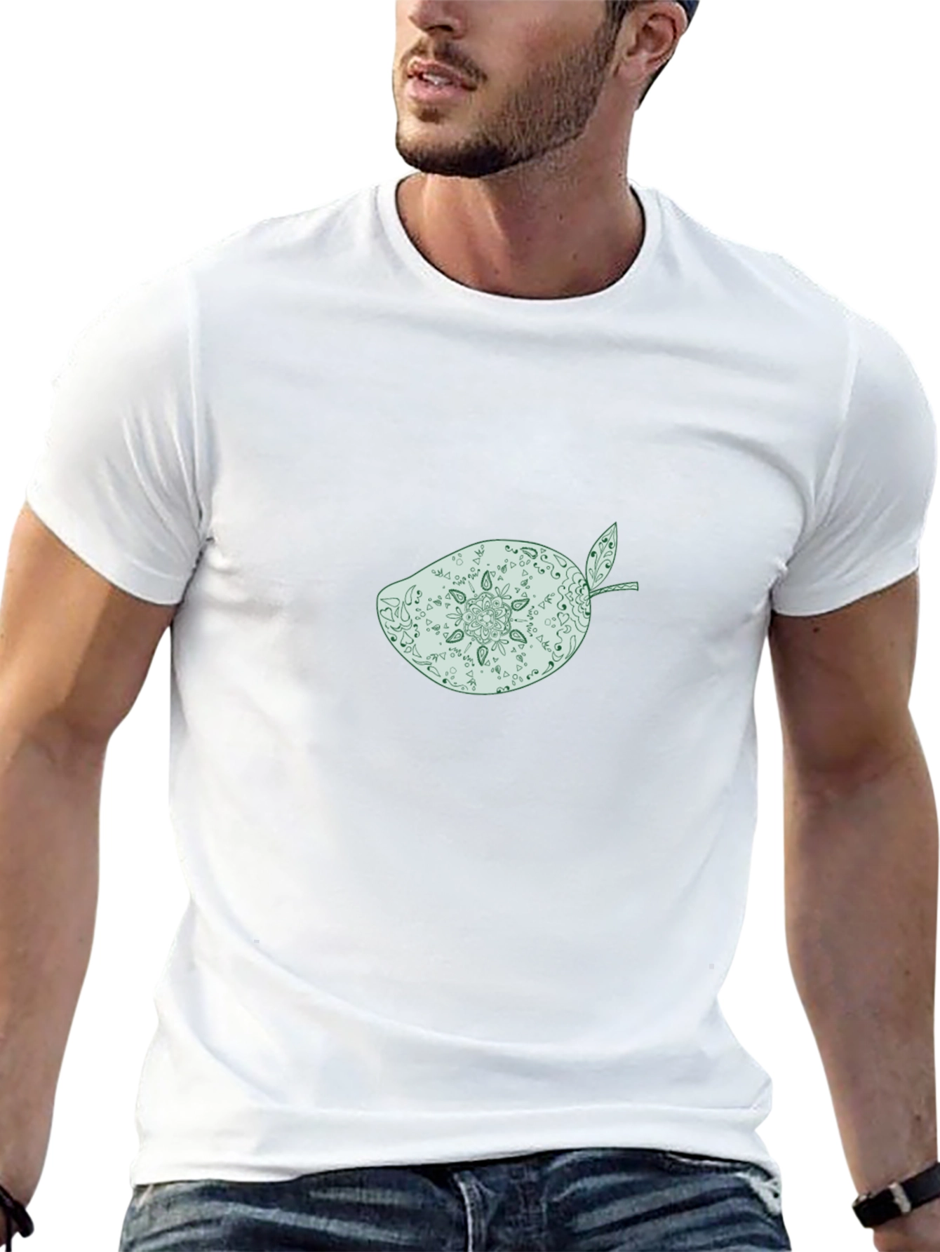 Black T-Shirt with Mango Mandala Graphic