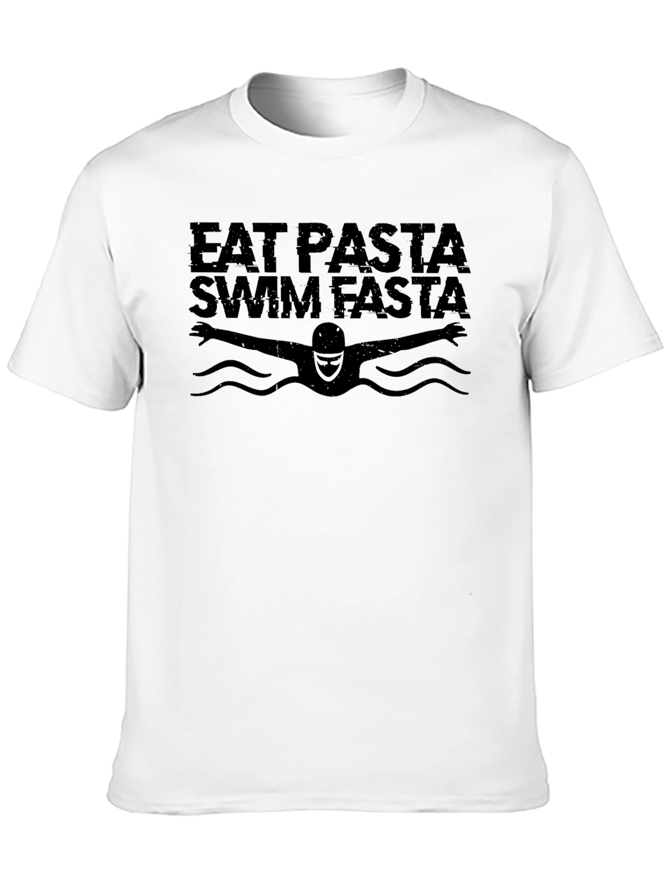 Eat Pasta Swim Fasta Black Graphic T-Shirt