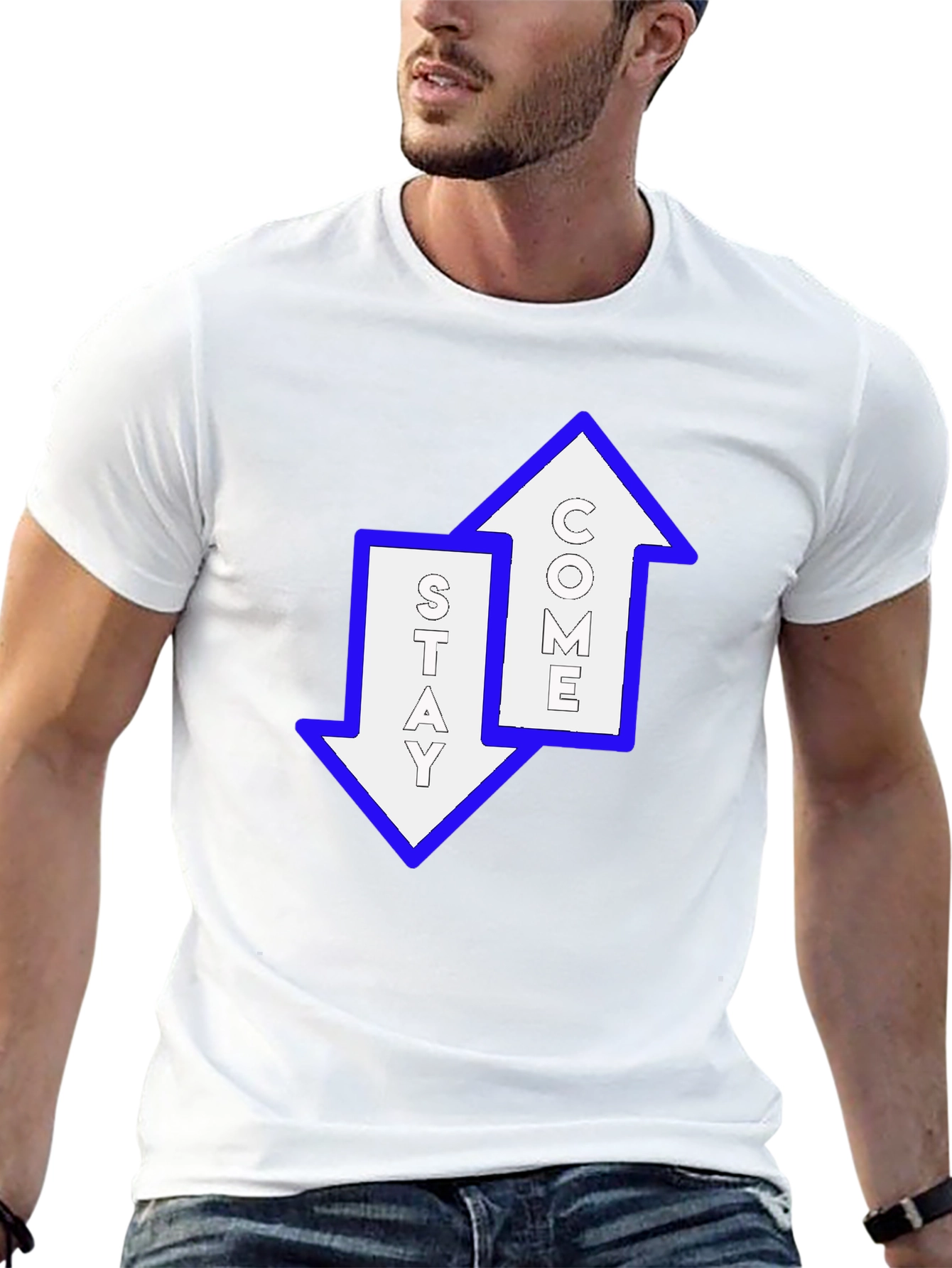 Stay Come Graphic T-Shirt - Trendy Arrows Design