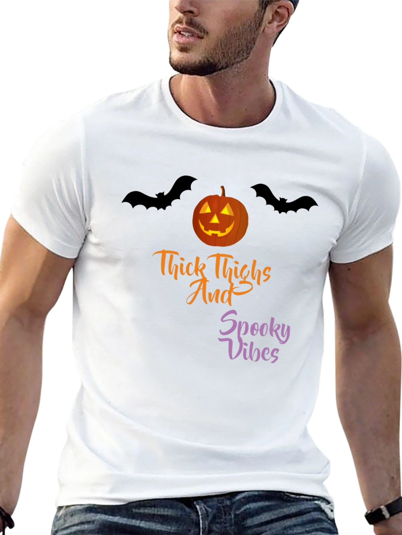Thick Thighs Spooky Vibes Halloween T-Shirt