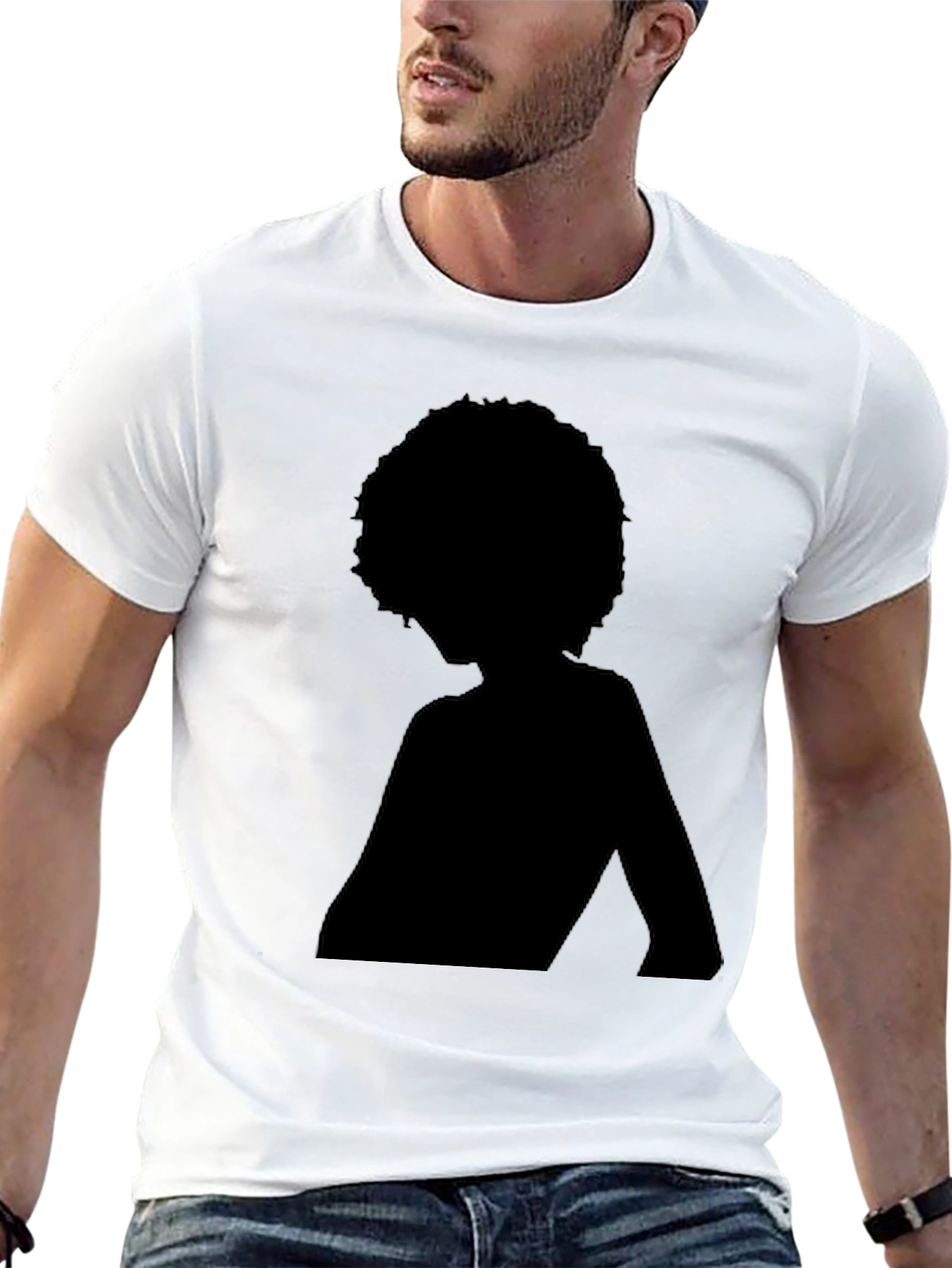 Silhouette Afro T-Shirt - Bold Black Design