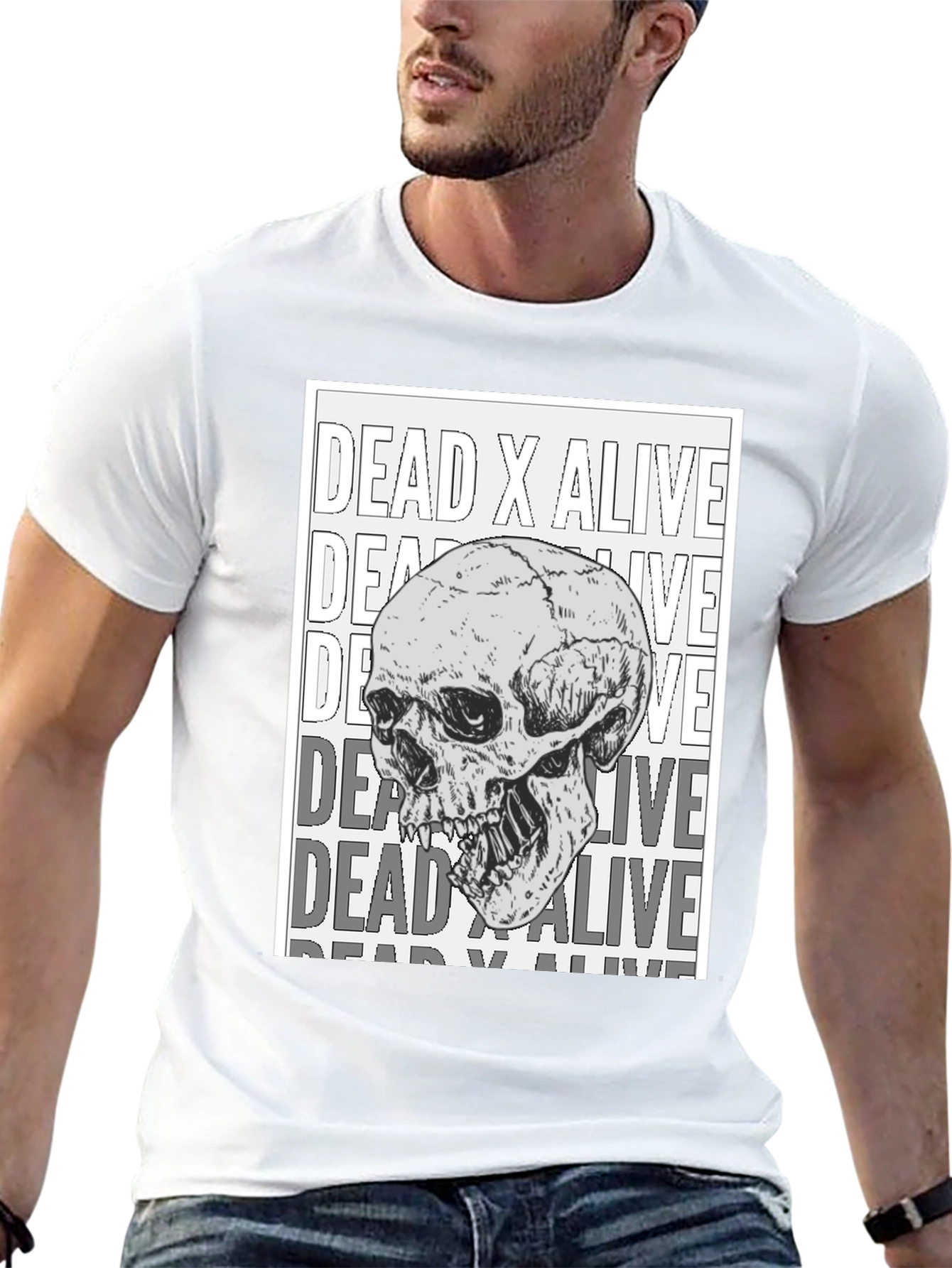 Dead X Alive Skull Graphic Black T-Shirt