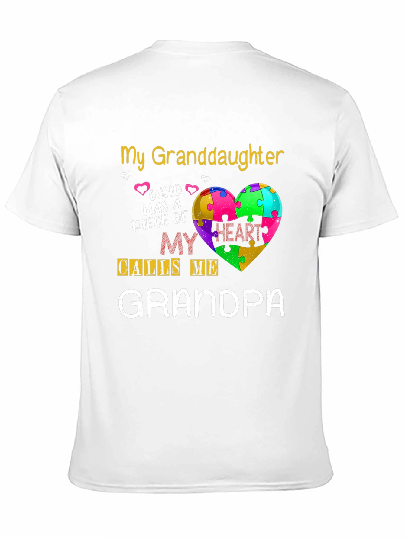 Grandpa Autism Awareness Heart Puzzle T-Shirt