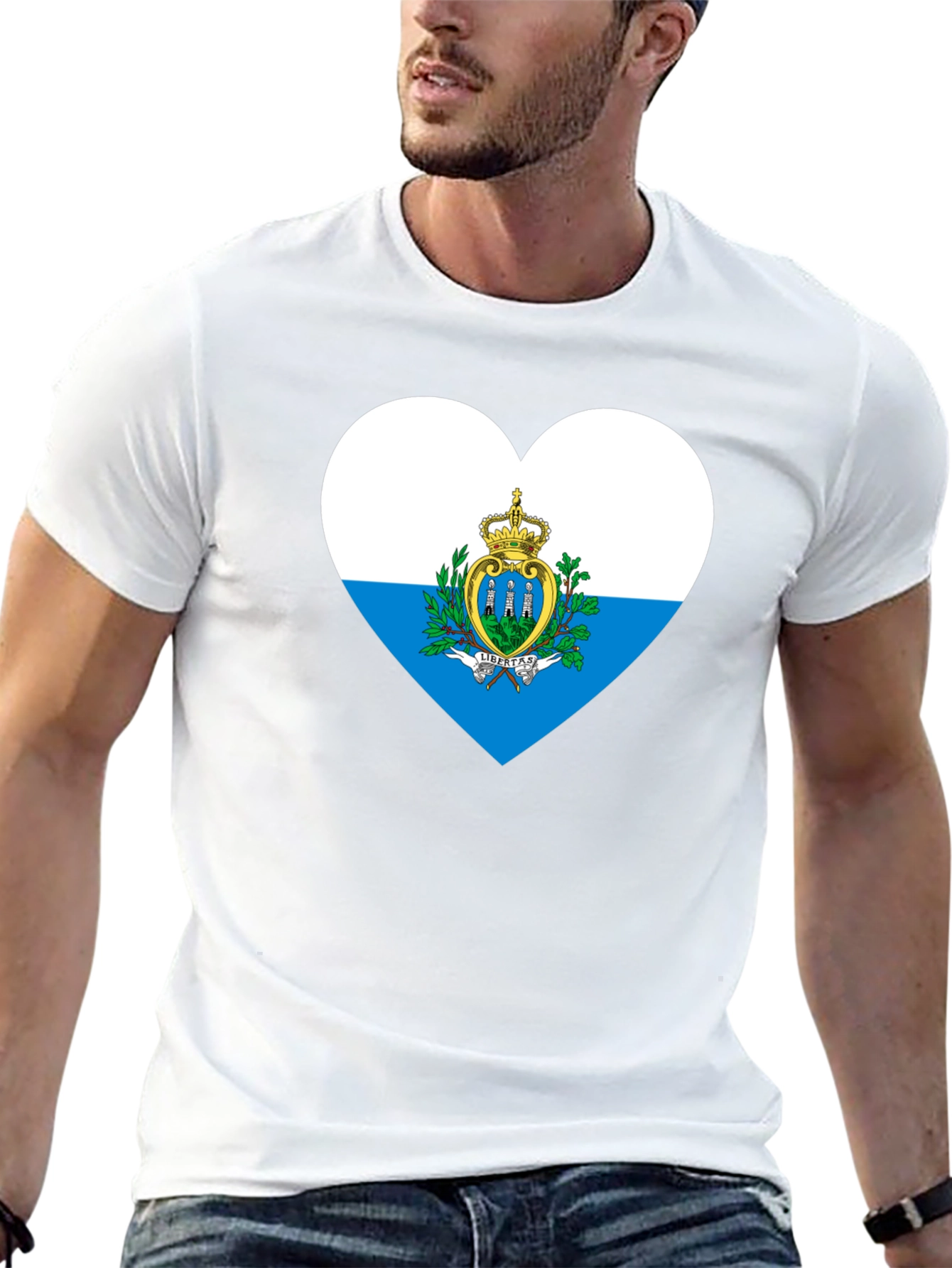 San Marino Flag Heart T-Shirt