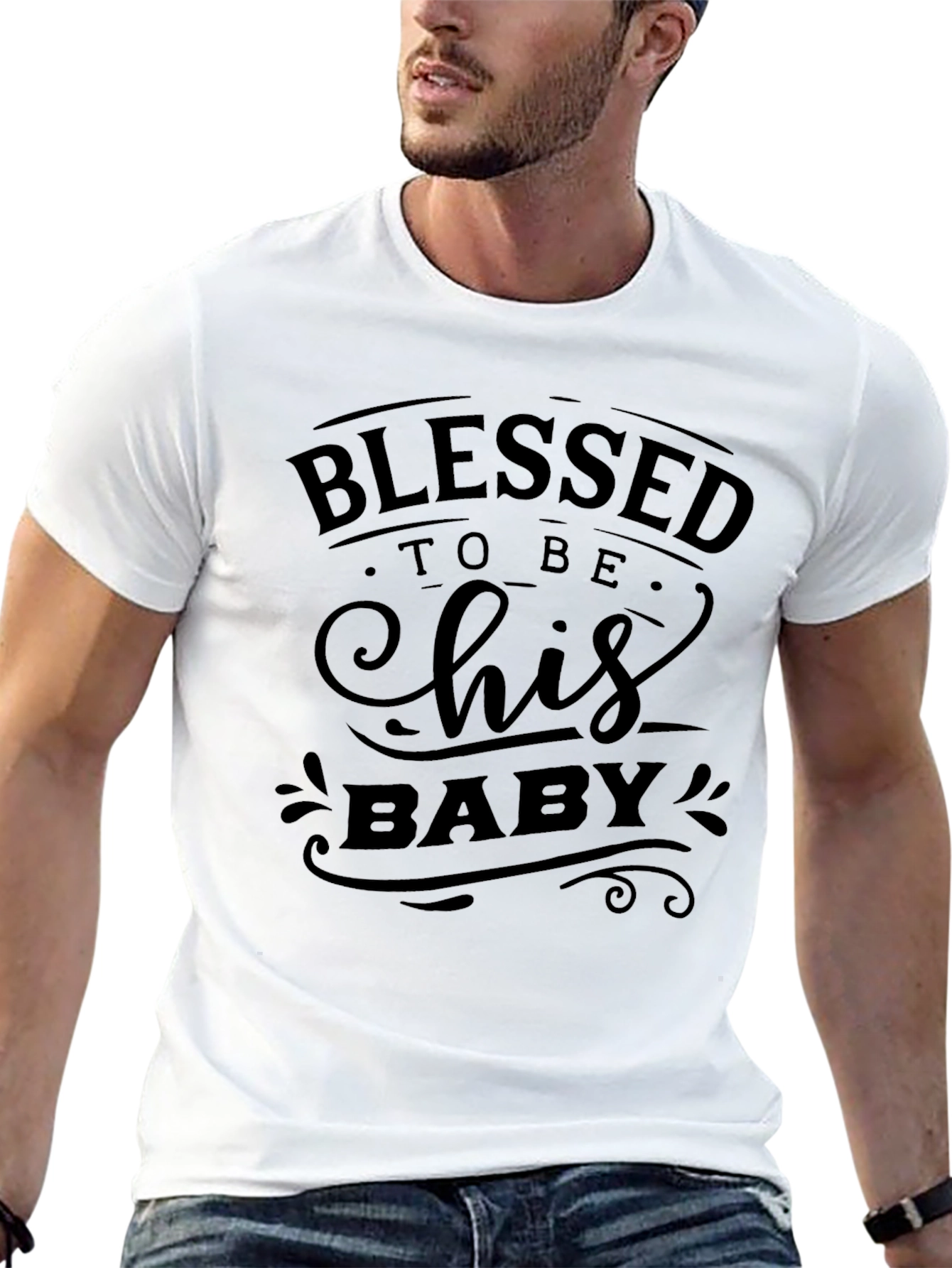 Blessed To Be His Baby Black Graphic T-Shirt