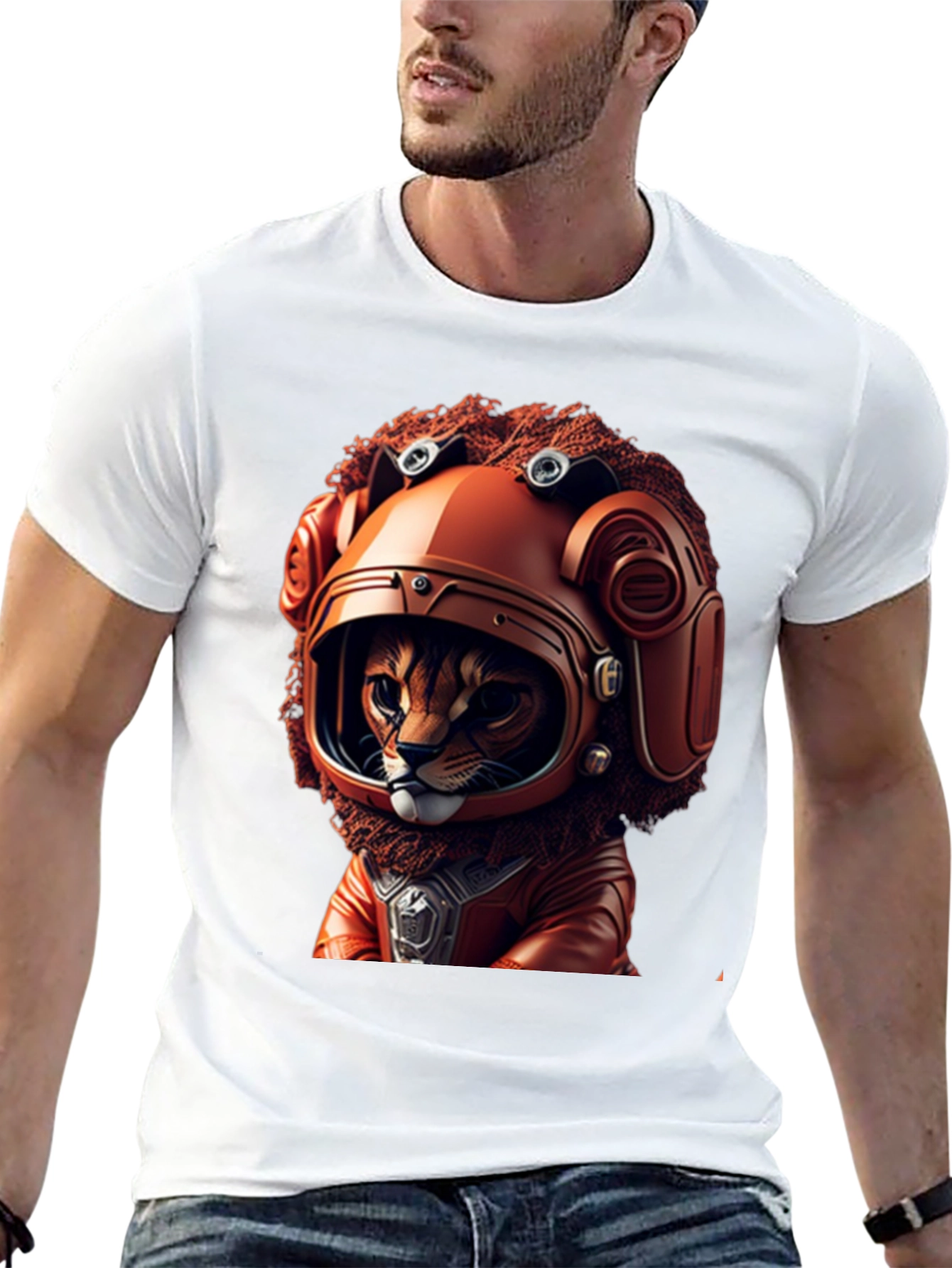 Cat Astronaut Graphic Black T-Shirt