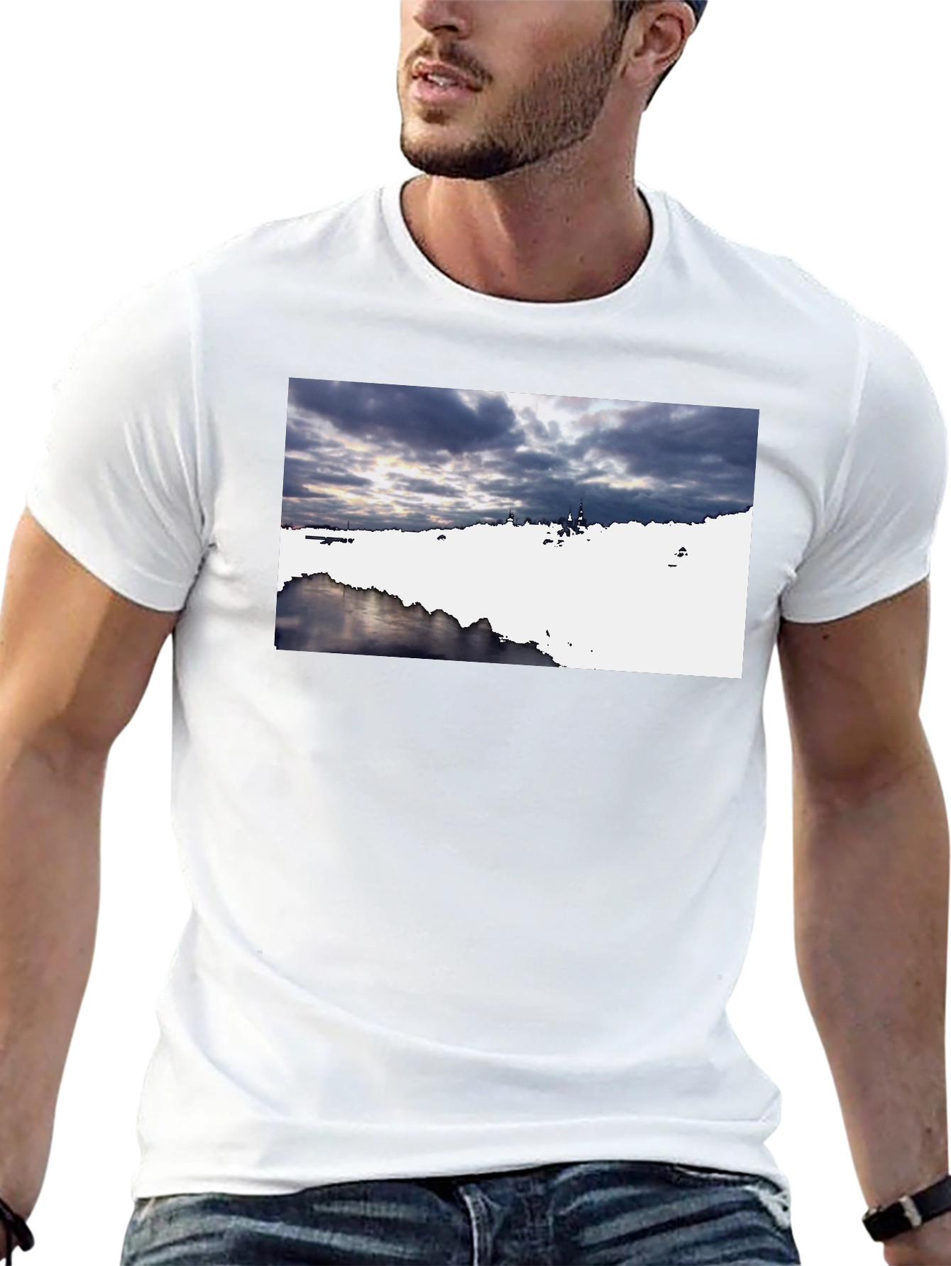 Scenic Landscape Graphic Tee - Black
