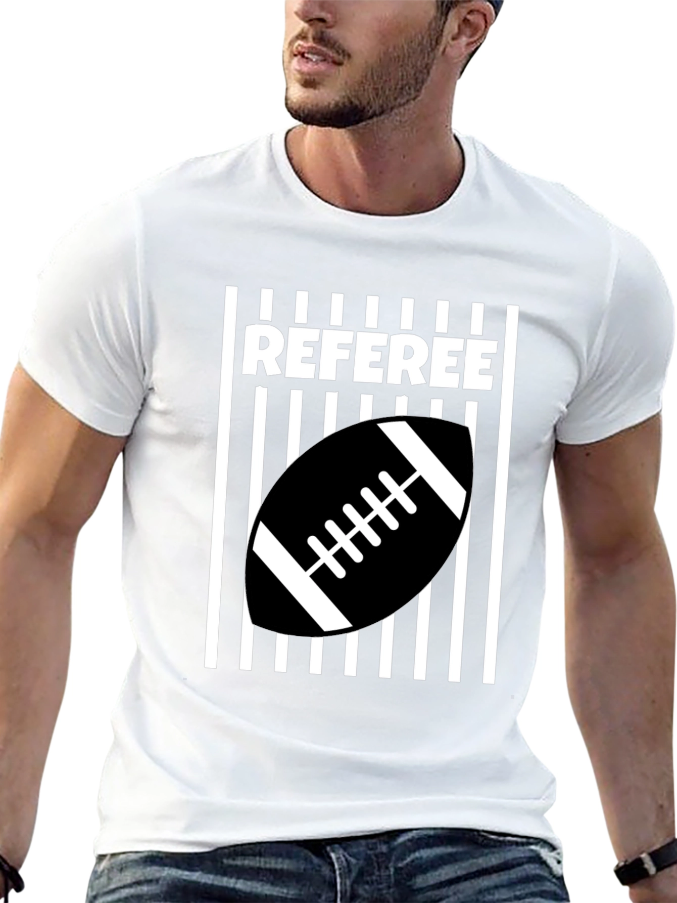 Referee Football T-Shirt - Black & White Design
